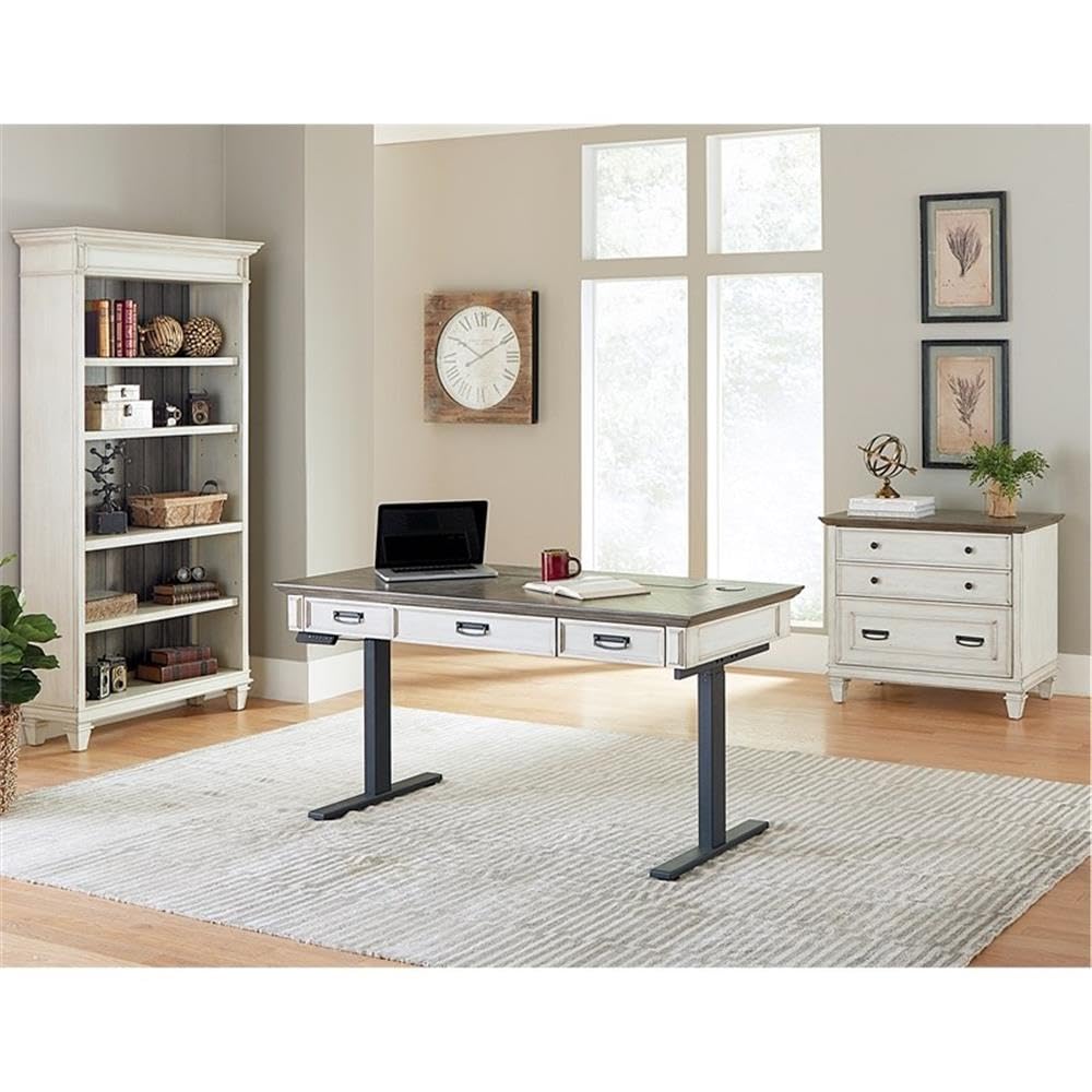 BOWERY HILL Wood Lateral File with Locking Legal/Letter File Drawer in White, Solid Wood, Sturdy Construction, Office Storage, Secure Document Organization, Durable Home or Work Use