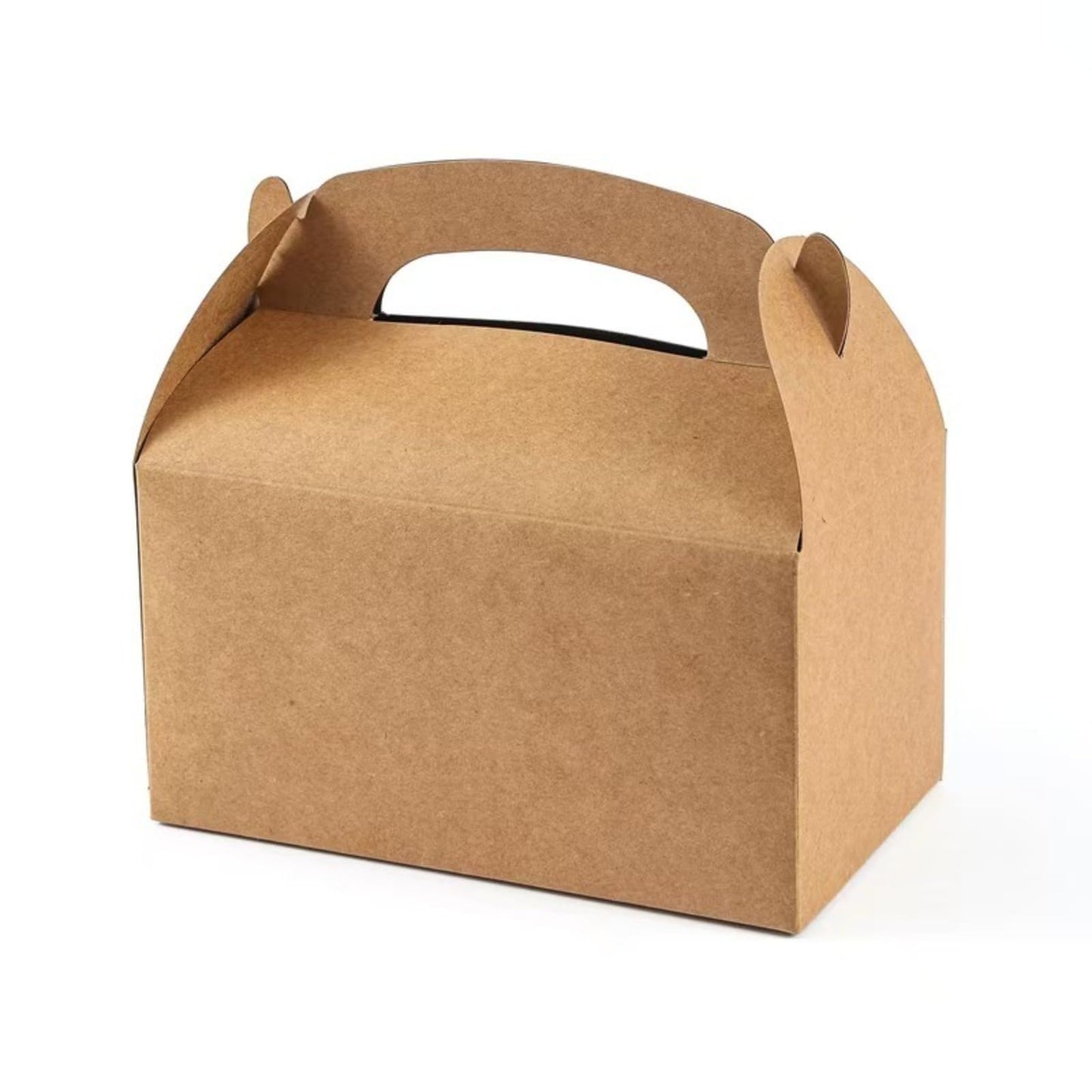 MHUAELIDV 30-Pack Brown Party Favor Treat Boxes with Handles Gable Paper Gift Boxes, Kraft Goodie Boxes for Birthday & Any Fun Party 6.2" x 3.5" x 3.5"