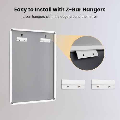 LOAAO Bathroom Mirror - 28x36 Inch White Metal Framed | Large Rounded Rectangle, Anti-Rust, Versatile Hanging