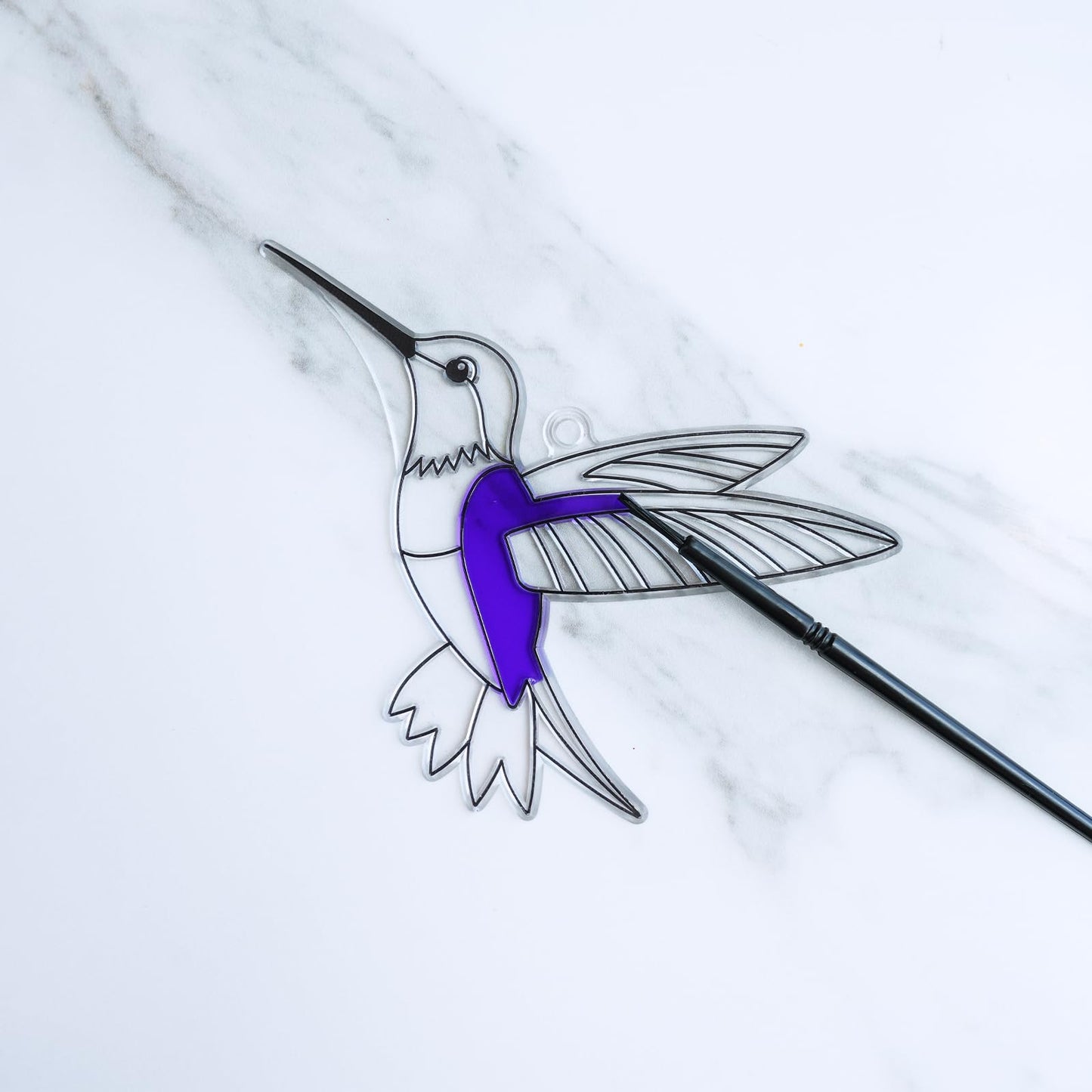 Winlyn 24 Sets Hummingbird Suncatcher Decorations DIY Window Paint Art Craft Kits Rainbow Bird Painting Kit for Kids Classroom Activities Birthday Spring Summer Camping Party Art Project