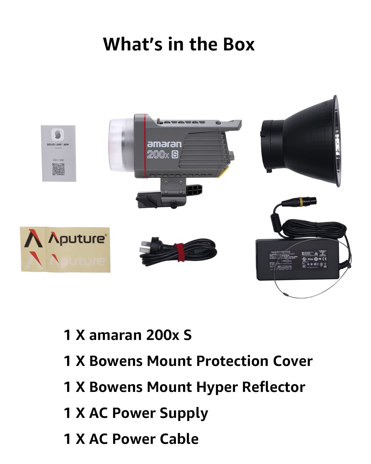 amaran 200x S 200W Bi-Color LED Video Light,Bluetooth App Control Studio Light,DC/AC Power Supply Bowens Mount Silent Fan Photography Lighting(amaran200xs)