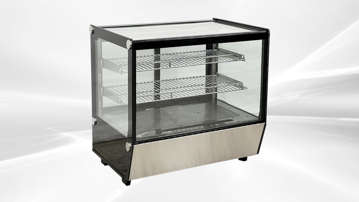 Bakery Display Cooler Countertop Refrigerated Case Desktop Vertical 28 ins Commercial Restaurant Pastry Deli Stainless Steel Base Curved Glass NSF Food Cooler CW120720