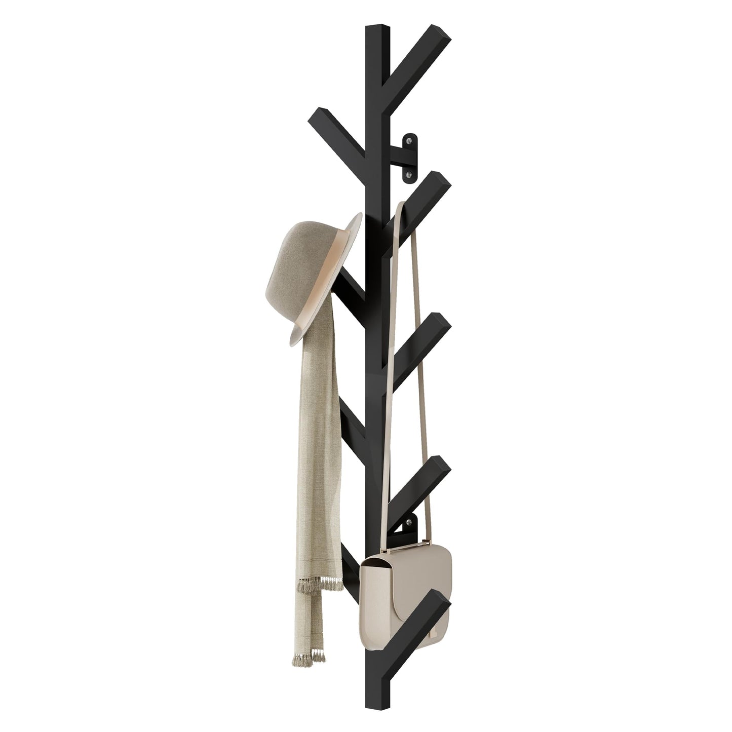 Vlush Wall Mounted Metal Coat Rack with 9 Hooks Modern Minimalist & Upright Coat Rack for Hanging Clothes, Hats, Hanging Bags and Scarves Entrance Wall Iron Coat Racks (Black)