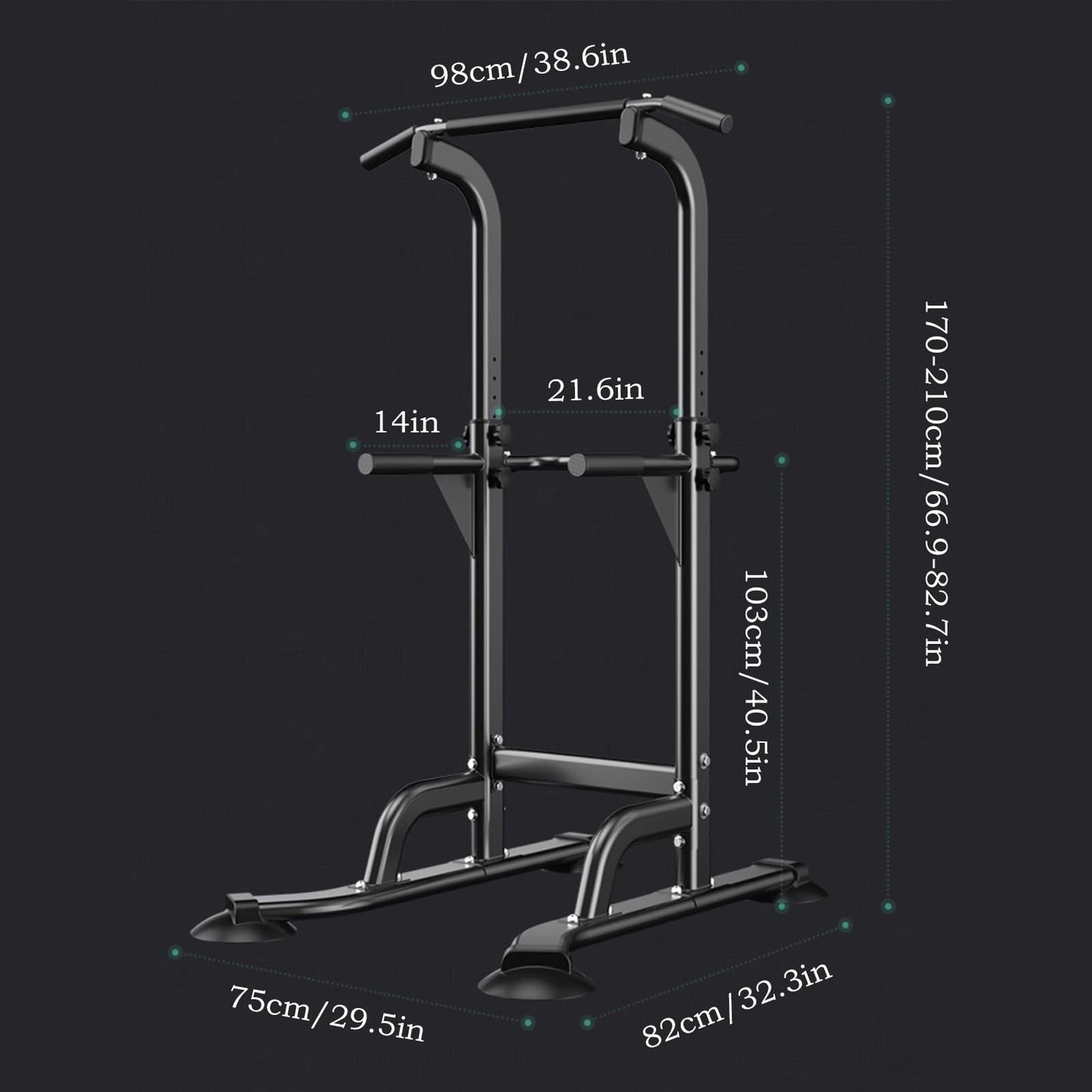 Power Tower Pull Up Bar Adjustable Dip Bar Workout Station Muscle Building For Home Gym Strength Training Equipment 1300lbs Weight Capacity