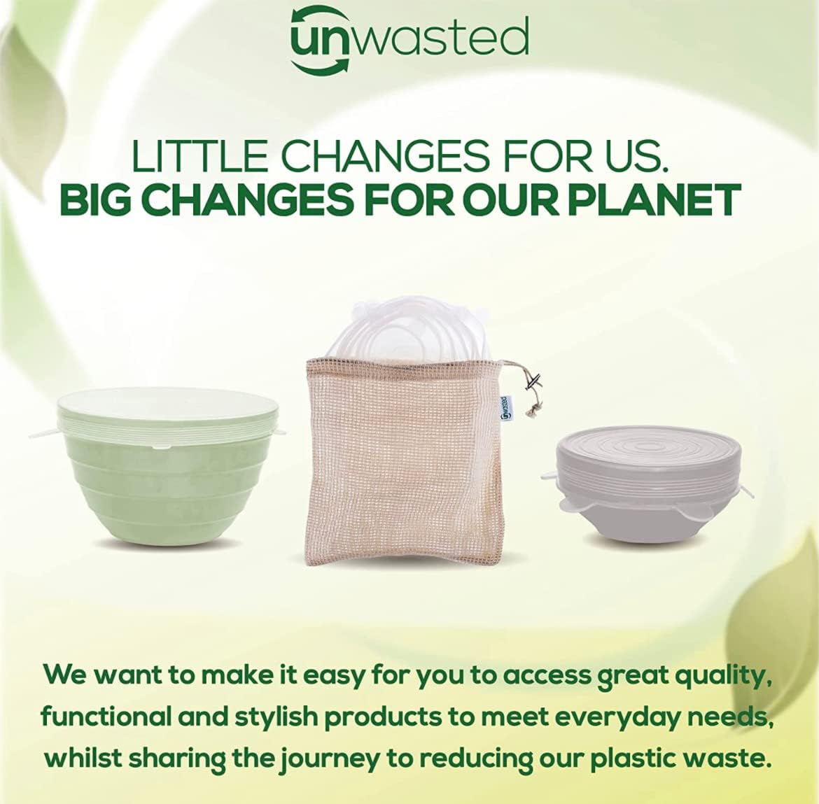 unwasted Reusable Silicone Lids (Small) – Silicone Covers for Food Storage, Reusable Stretch Lids for Containers Up to