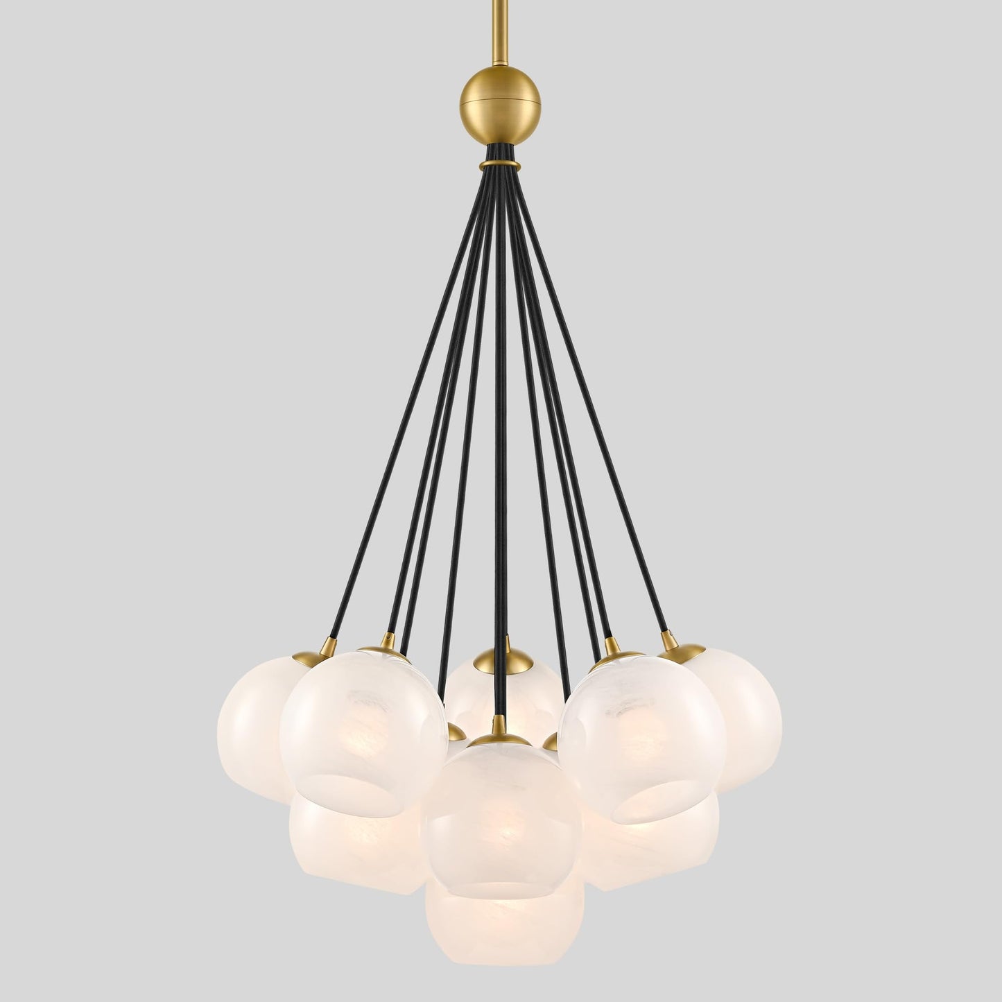 Caiselee 11-Light Brushed Gold Bubble Chandeliers, Mid Century Modern Chandelier with Cloud Texture Globe, Milk Glass Pendant Light Fixture for Dining Room Foyer Entryway Living Room, ETL Certified