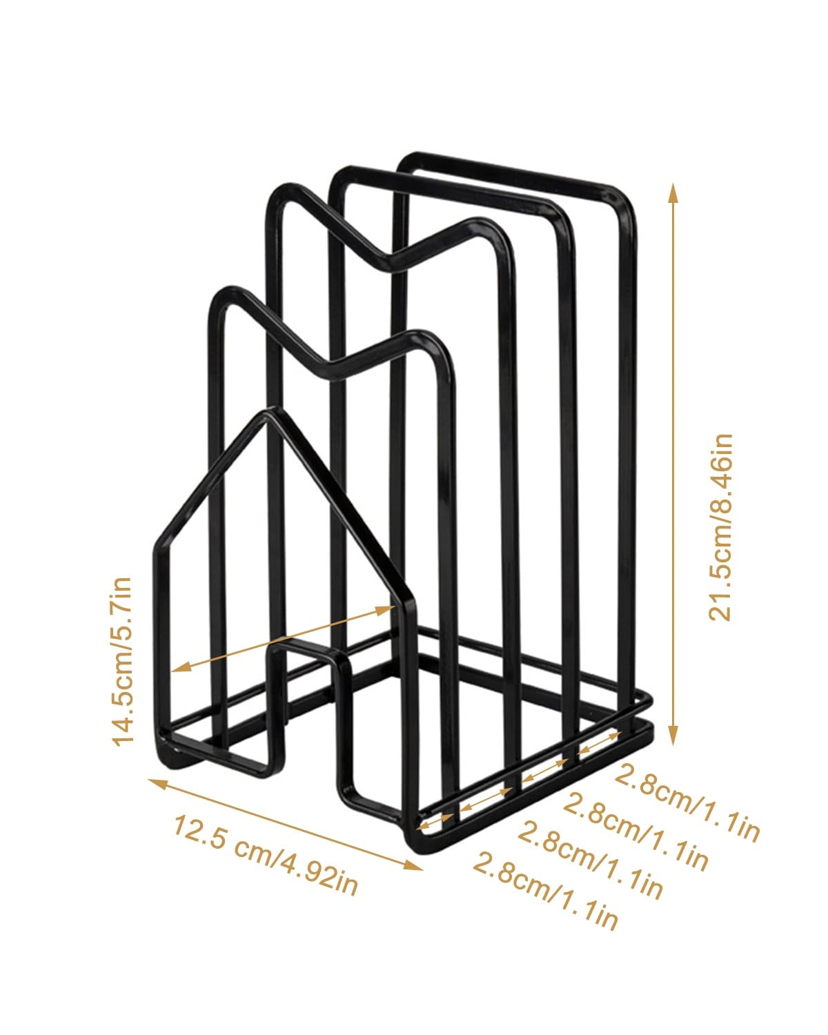 SUNFICON Cutting Board Rack Chopping Board Organizer Stand Holder Kitchen Countertop Pots Pan Lids Rack Organizer Flat Steel 4.92 x 5.7 x 8.47 in. Black