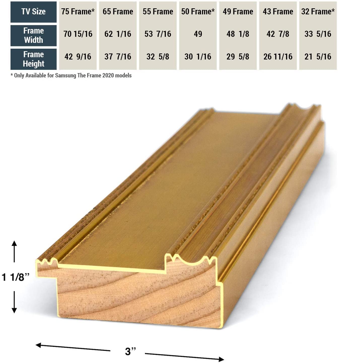 Antique Gold 55" Premiere Deco TV Frame - Compatible ONLY with Samsung The Frame TVs (Fits 2021-2026, LS03A, LS03B, LS03C, LS03D, LS03FA)