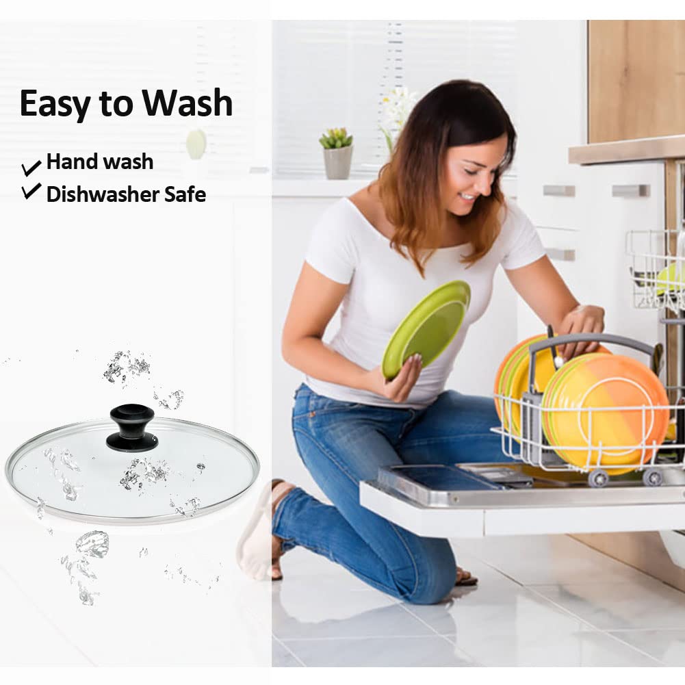 12" Glass Lid for Frying Pan, Tempered Replacement Cover Compatible with All 12 inches Cookware for Skillets, Round Cast Iron, Cast Aluminium, Stainless Steel Pans &Pots