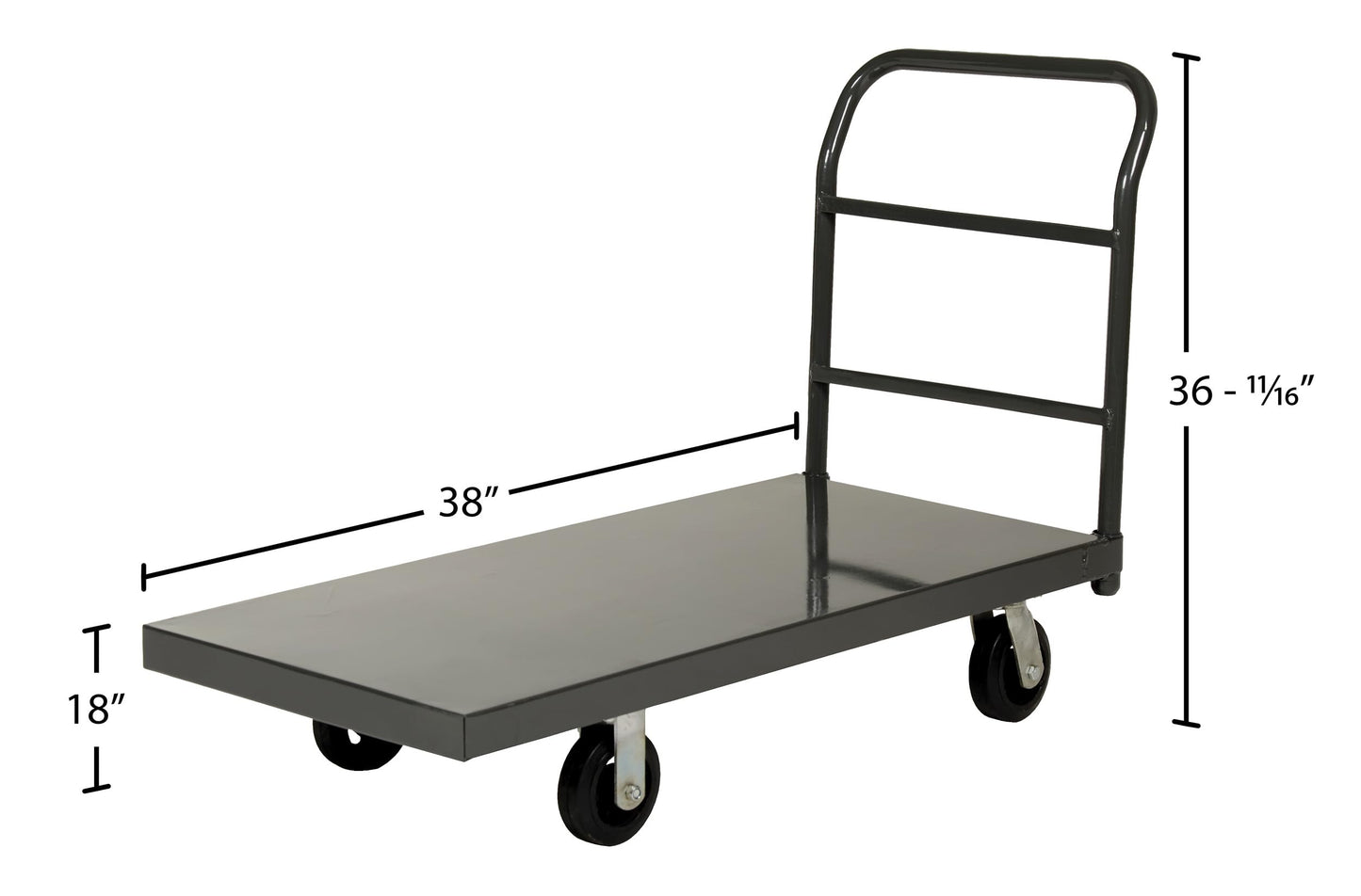 Vestil ECSPT-1832 Steel Smooth Deck Platform Truck 18 In. x 32 In. 2000 Lb. Capacity Black