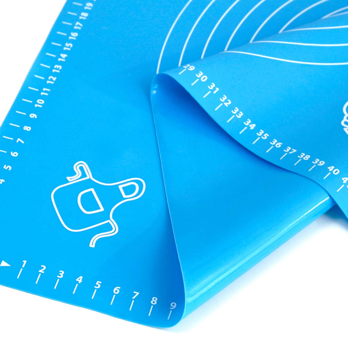 Silicone Baking Mat for Rolling Pastry Dough with Measurements, 25.6" x 17.7" BPA Free Non stick and Non Slip Blue Table Sheet Baking Supplies for Bake Pizza Cake