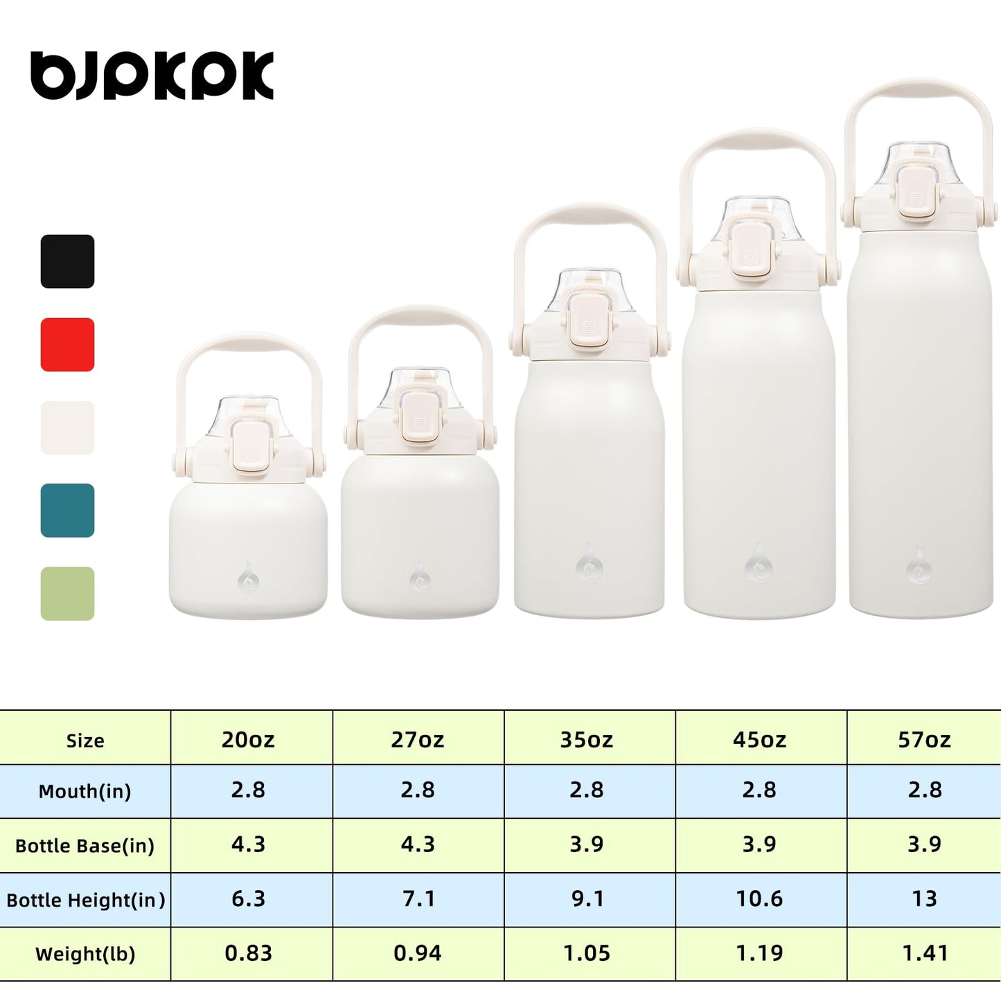 BJPKPK Insulated Water Bottles with Straw, 27 oz Cute Water Bottles with Handle, BPA Free Stainless Steel Metal Jug, Easy Carry Flasks for Men & Women, White