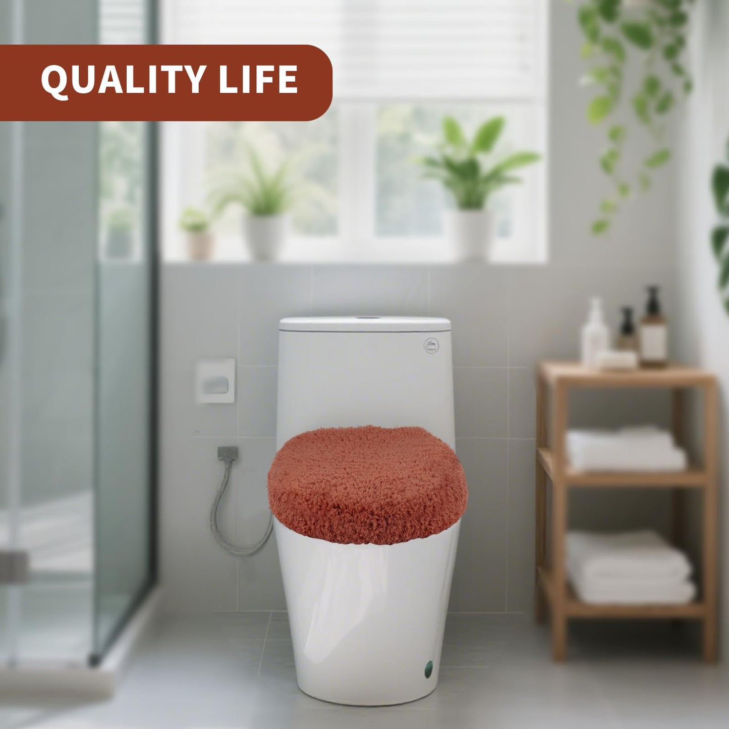 Baahrnom Microfiber Elongated Toilet Seat Cover 19.5"x 15" Machine Washable Solid Toilet Lid Cover Adjustable Rubber Backing Fits Only 18-19.5" L x 14-16" W Elongated Toilet Seat