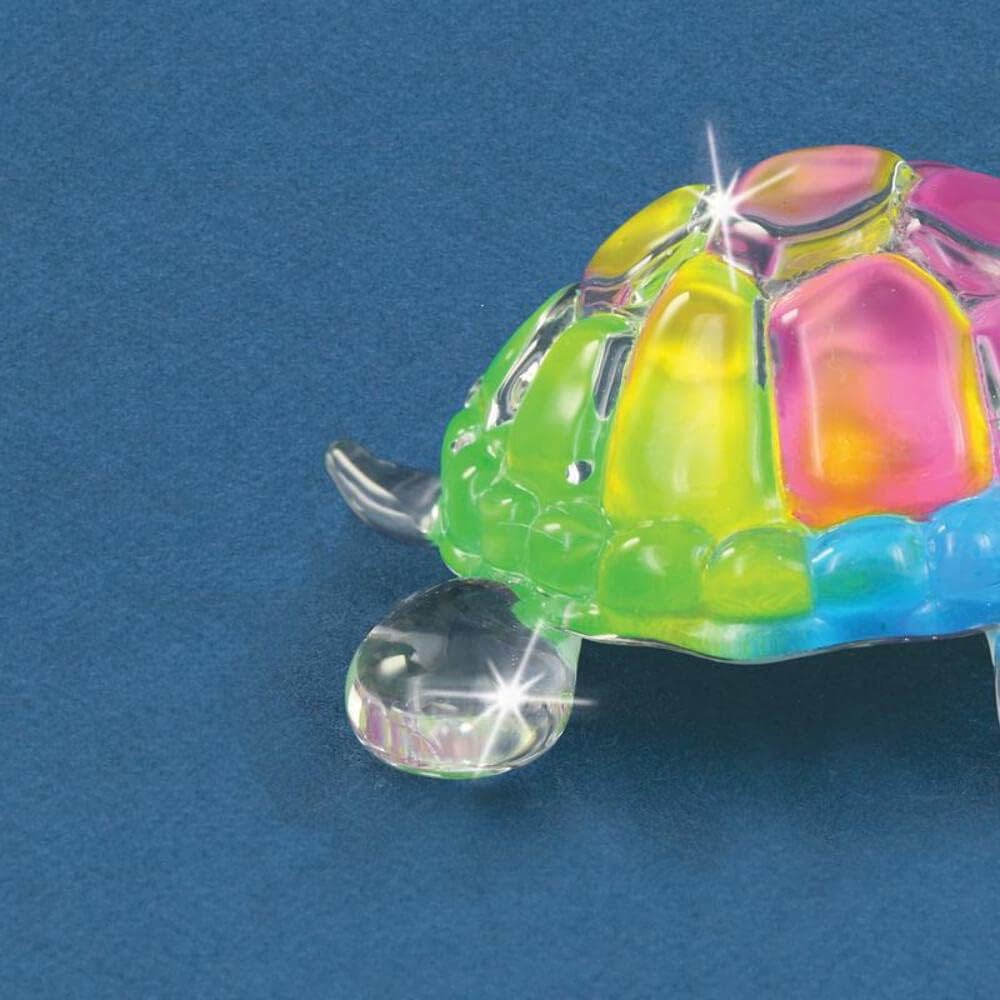 Glass Baron Small Turtle Figurine with Crystal - Rainbow Snow Cone