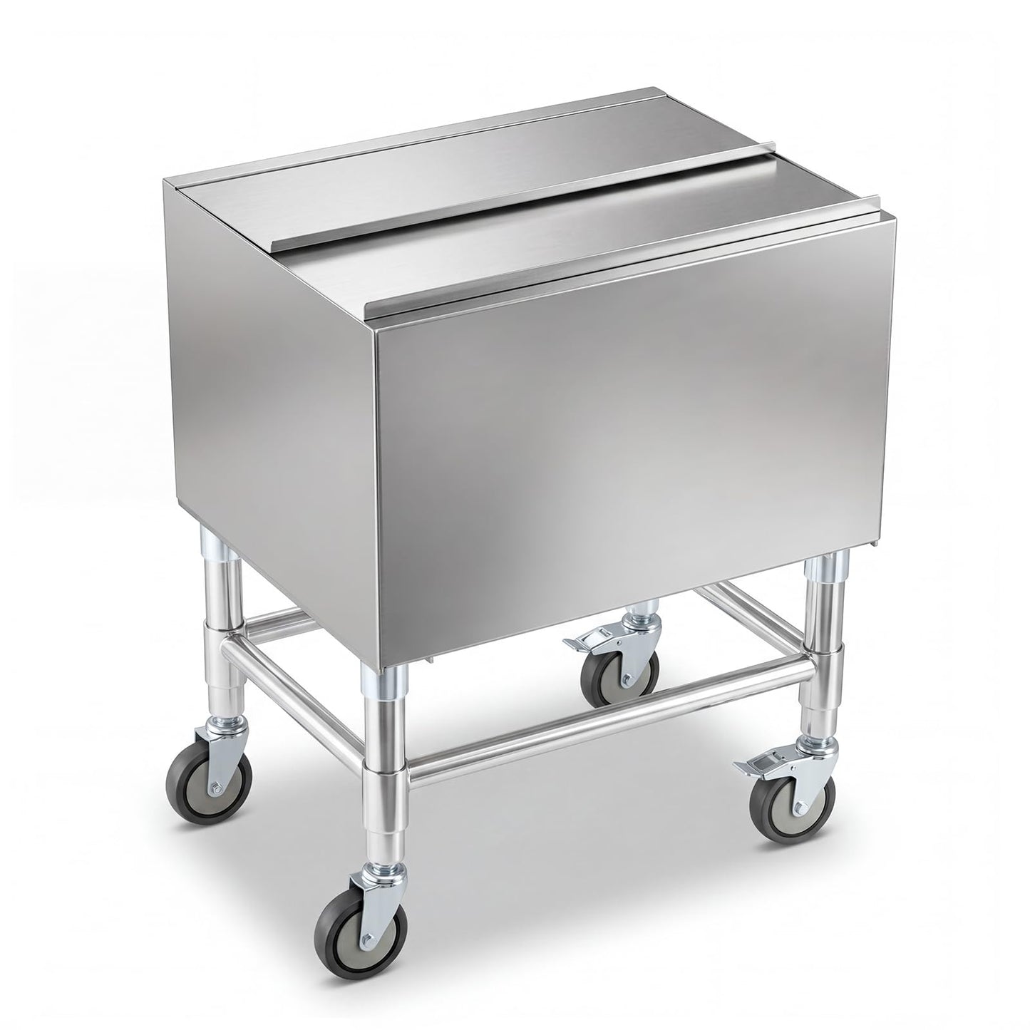 BreezeHug 18.5 x 24 x 30 Inches Commercial Ice Bin with Wheels, Underbar Stainless Steel Ice Chest with Sliding Lid, Cooler Cart Cocktail Unit for Bar Restaurant Pub and Hotels