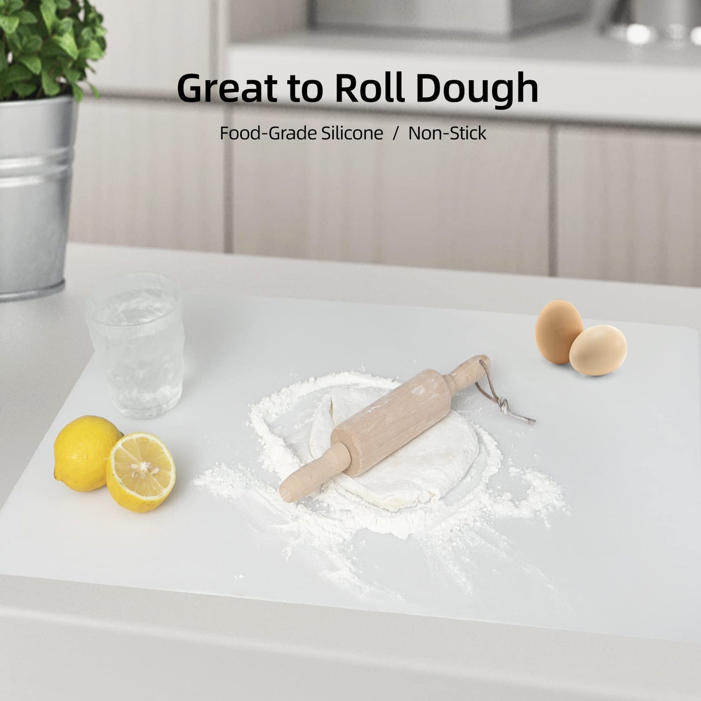 2 Pack Silicone Mats for Kitchen Counter, Treerit 23.62" x 15.75" Thick Large Silicone Mat, Nonskid Heat Resistant Countertop Protector, Easy to Clean, White Translucent
