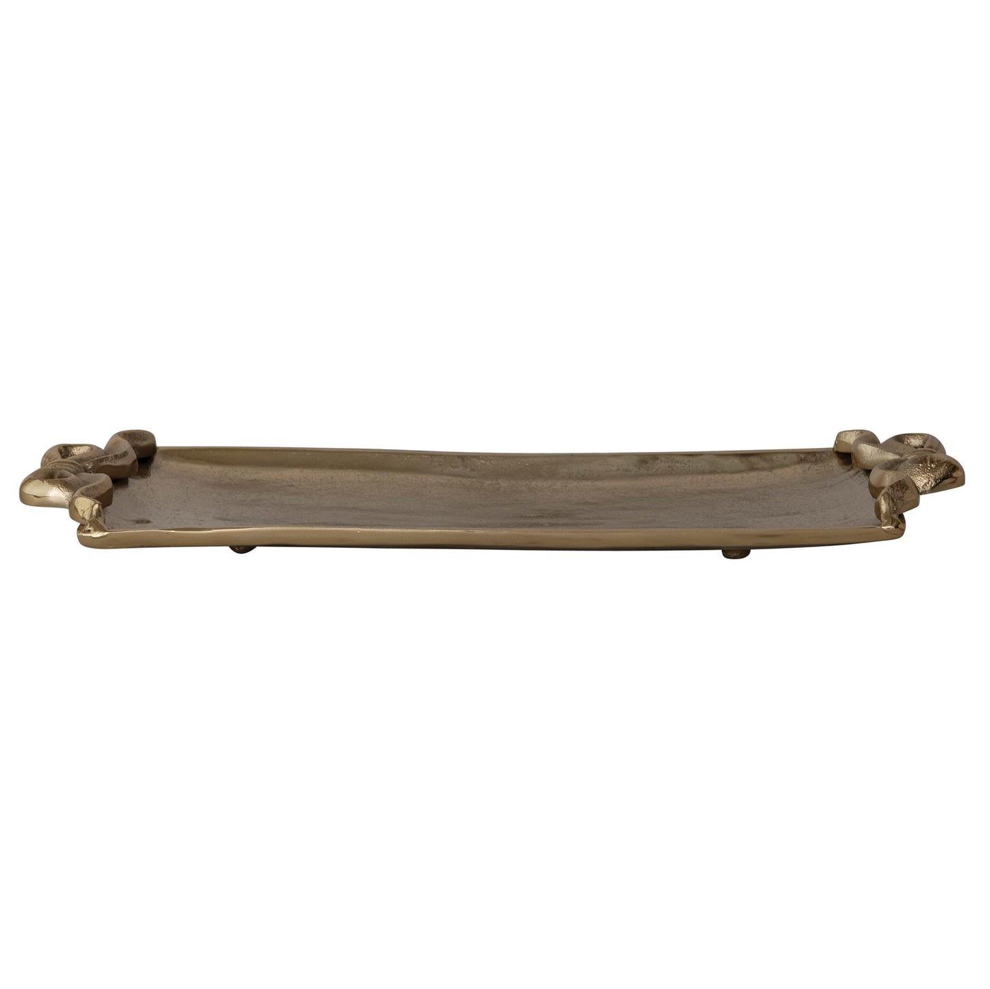 Creative Co-Op Cast Aluminum Rectangle Tray with Bow-Shaped Handles, Gold Finish