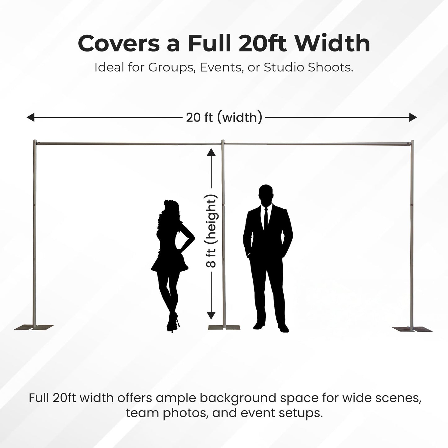 OnlineEEI Pipe & Drapes Portable Stand Kit, 8FT x 20FT Photo Backdrop Set with Portable Stand, Photography Background for Weddings, Birthday Parties, Business Events (Royal)