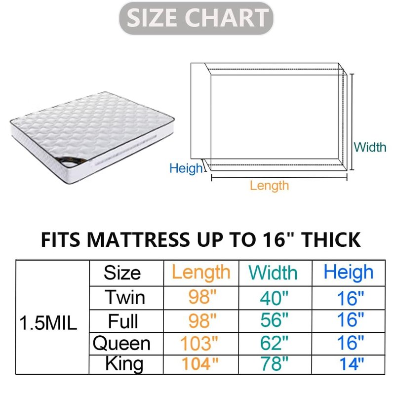 Plastic Mattress Bag for Moving Storage, Mattress Protector Cover ,Mattress Bag for Disposal (Queen)