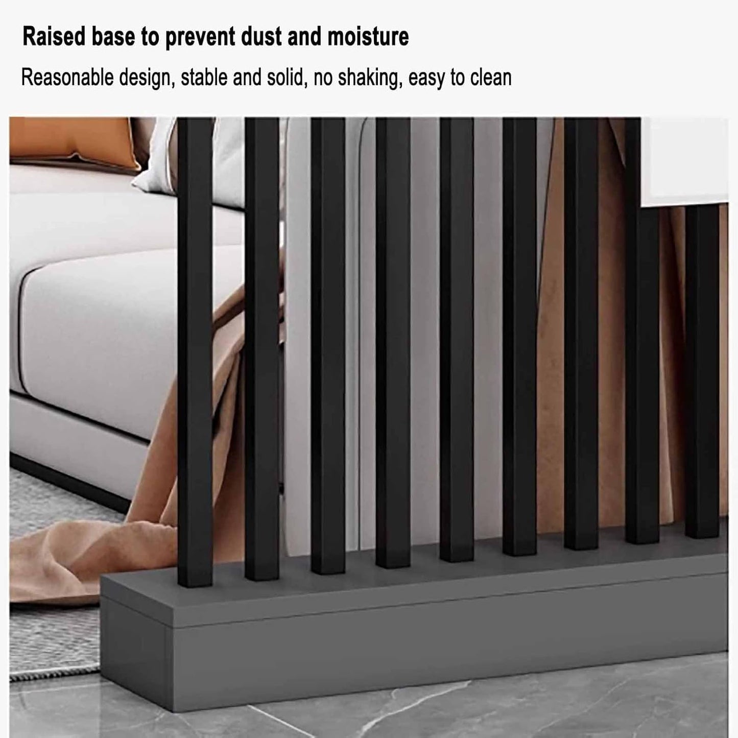 Wall Room Divider with Storage Shelves, Modern Freestanding Room Divider Screen, Open Room Wood Partition for Home & Office Decor (Grey + Black, 31.5" L x 9.5" W x 79.5" H)