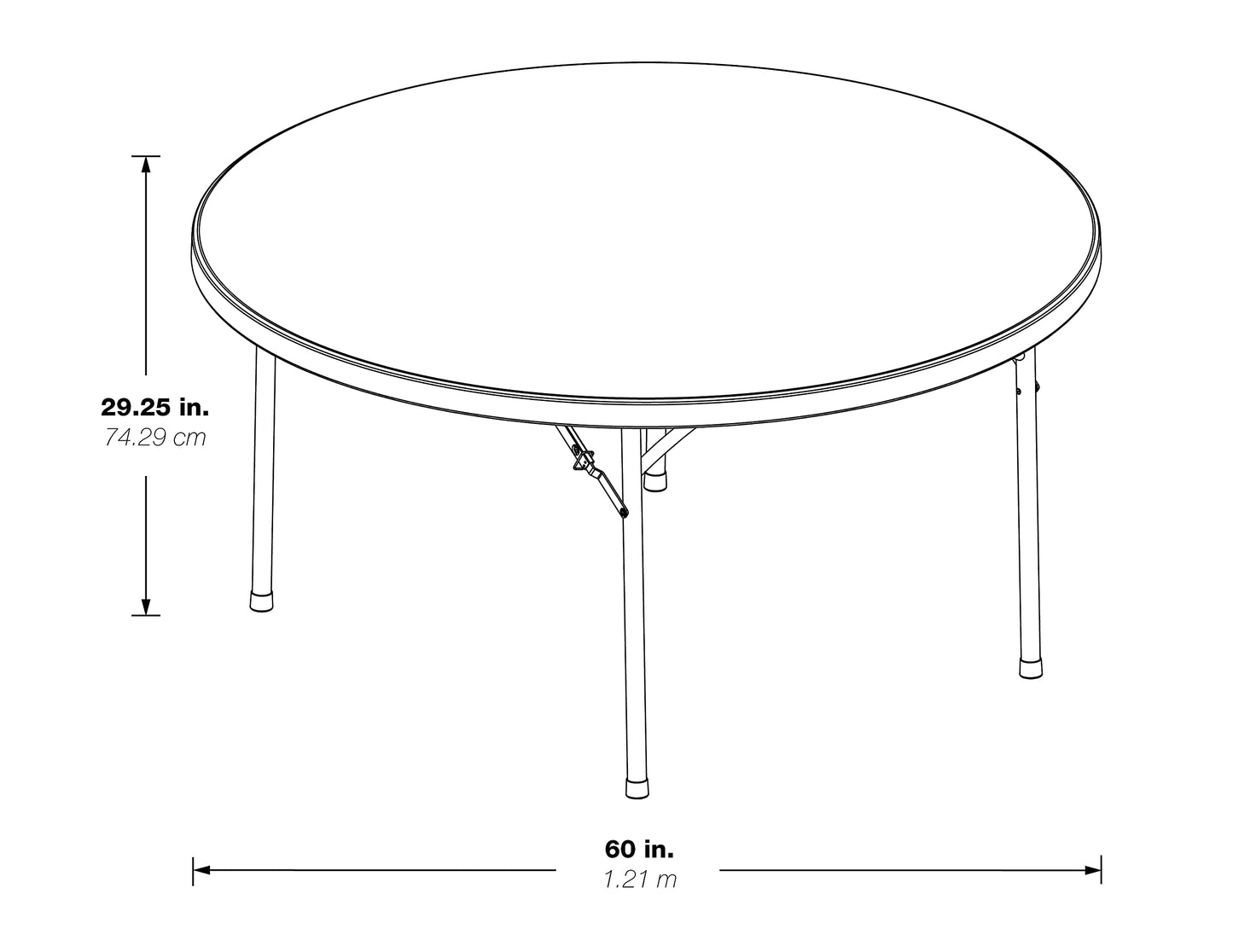 Office Star Resin Folding Table for Banquets, Picnics, and Parties, 60 Inch, Round