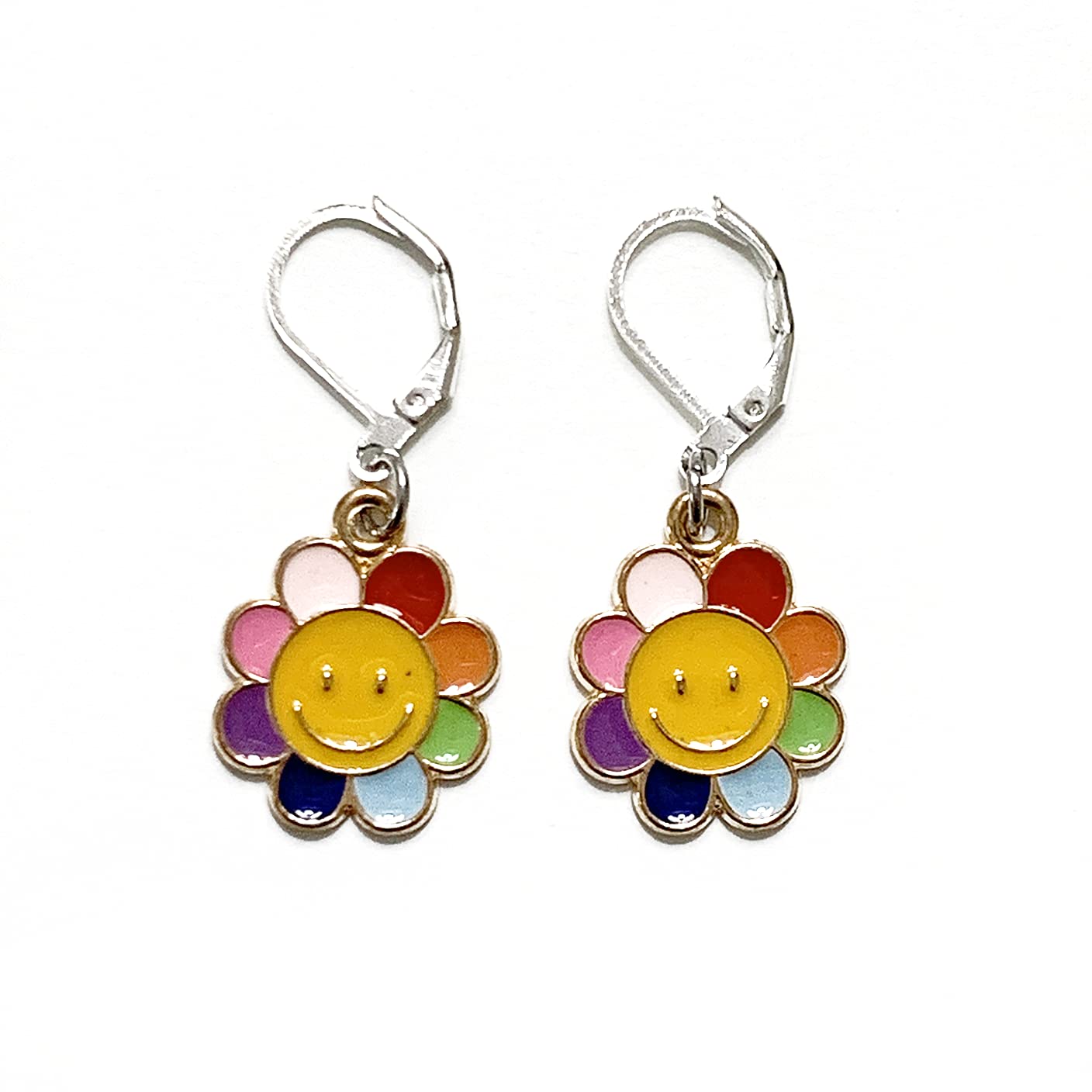 Pretty Warm Designs Retro Flower Faces Locking Stitch Markers - Y2K Kawaii Boho Yarn Accessories for Crochet and Knitting - Set of 6 Handmade Pieces in Hinged Organizer Tin