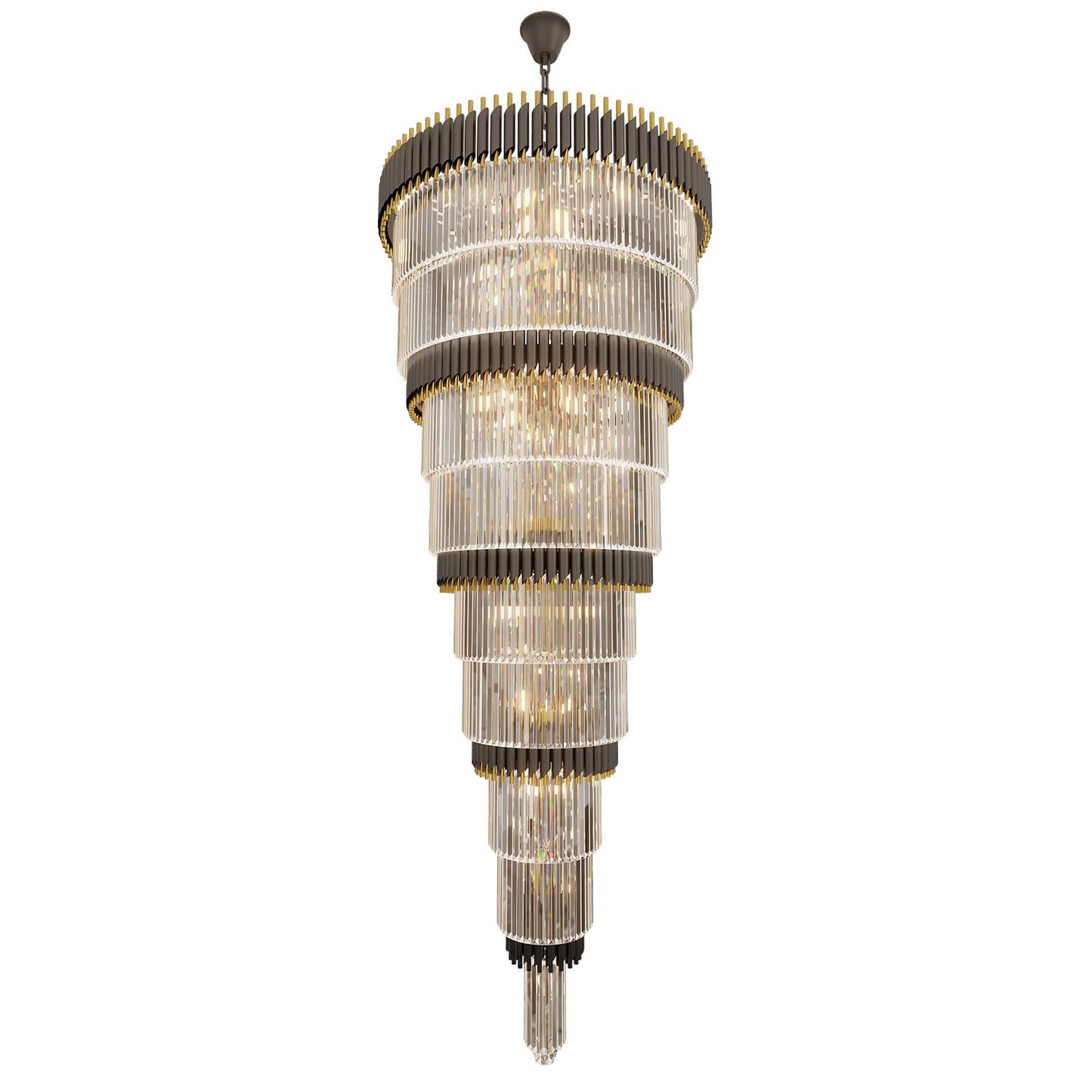 WOSOHYUN Extra Large Staircase Chandeliers 9-Tier Black and Gold Chandelier Luxury Long Crystal Chandelier Lighting for High Ceiling Foyer Entryway Grand Hotel Lobby 31-Light H84 x W40