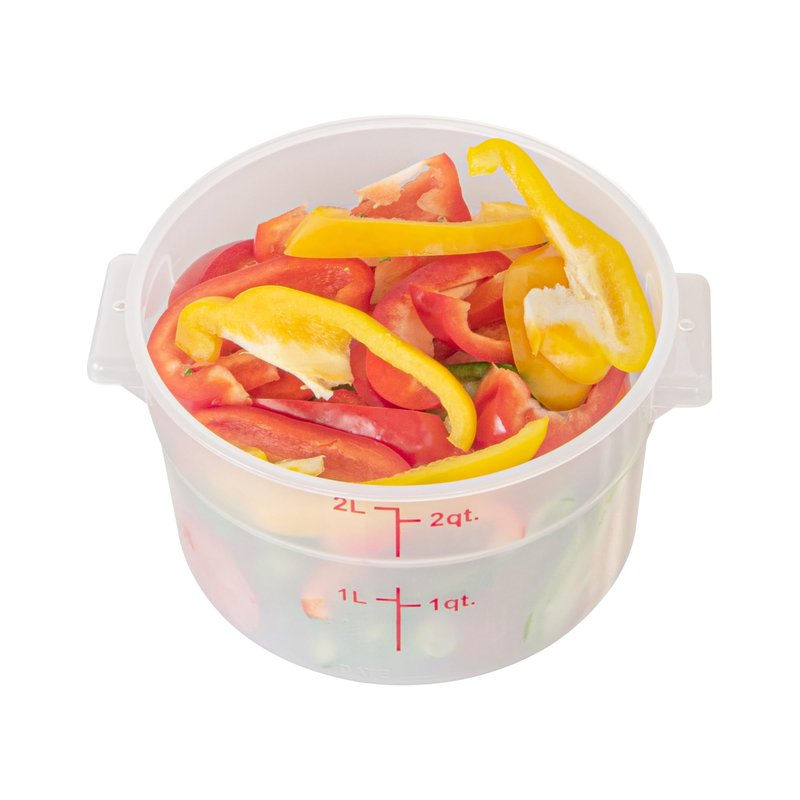 Restaurantware-Met Lux 2 Quart Food Storage Containers, 10 Translucent Storage Containers - Lids Sold Separately, Red Volume Markers, Dishwashable Containers, Side Handles, For Storing Foods
