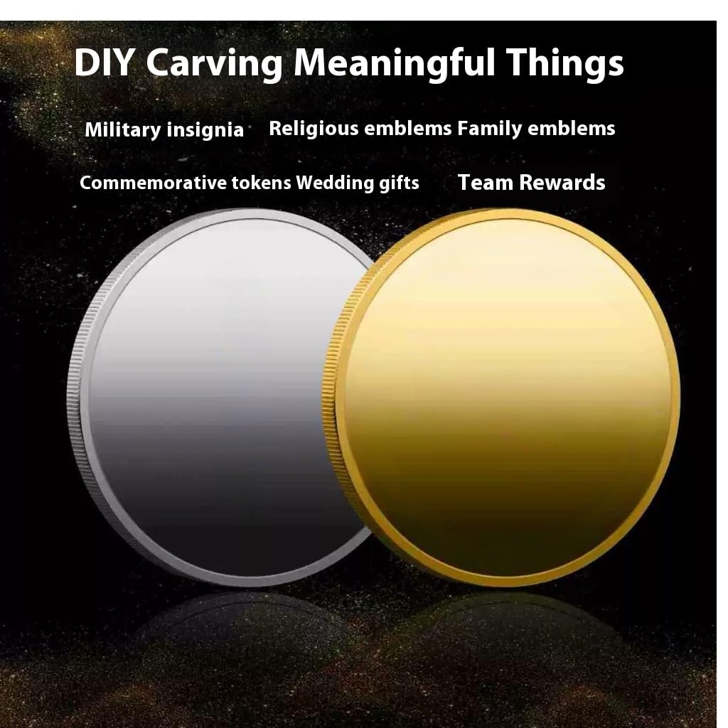 10PCS Blank Brass Coins for Laser Engraving - 40mm Unfinished Challenge Coin Blanks, Engravable Metal Coins for DIY, Customization, Memorial, Gift