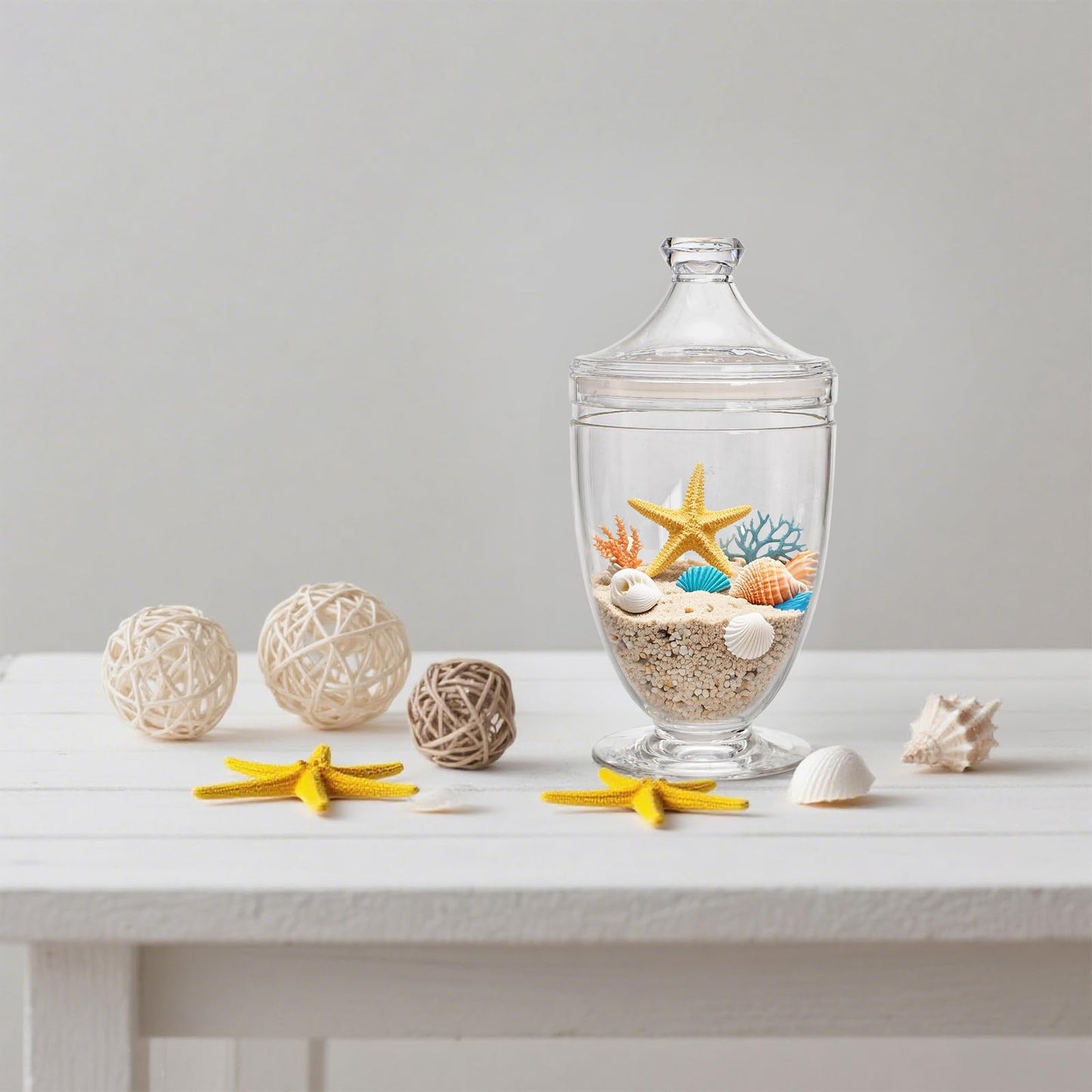 Hacaroa 2 Pack Acrylic Apothecary Jars with Airtight Lids, 46 Oz Clear Plastic Candy Cookie Jars for Candy Buffet, Decorative Bathroom Canister Container for Bath Salt, Vanity, Party, Wedding