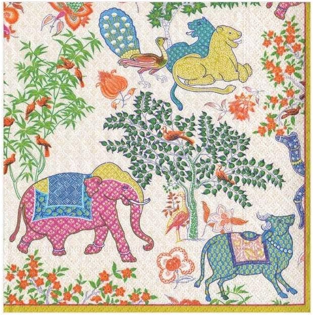 Caspari Le Jardin De Mysore Paper Cocktail Napkins, Two Packs of 20
