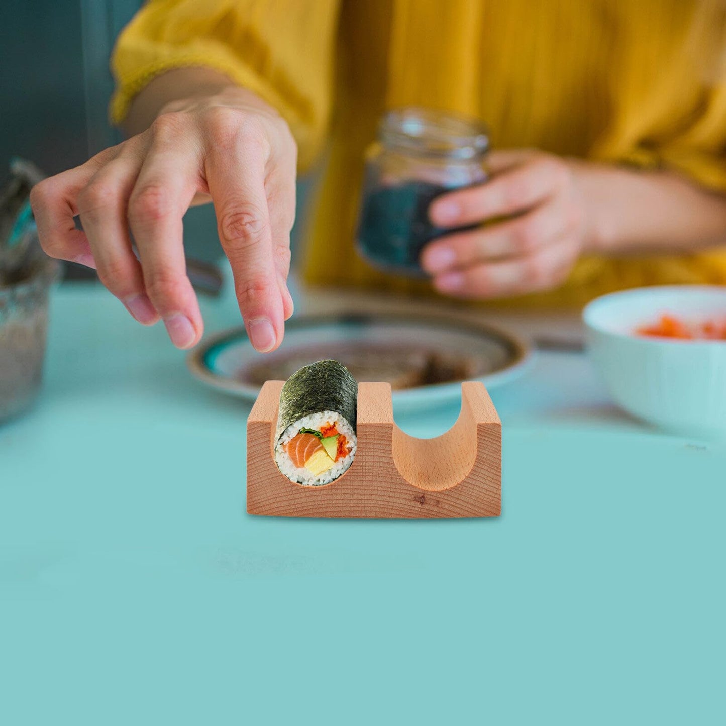 Alipis Hand Roll Sushi Holder U Shaped Sushi Stand Taco Rack Serving Plate for Japanese Cuisine Home Kitchen Party 4.52X3.93X1.57In