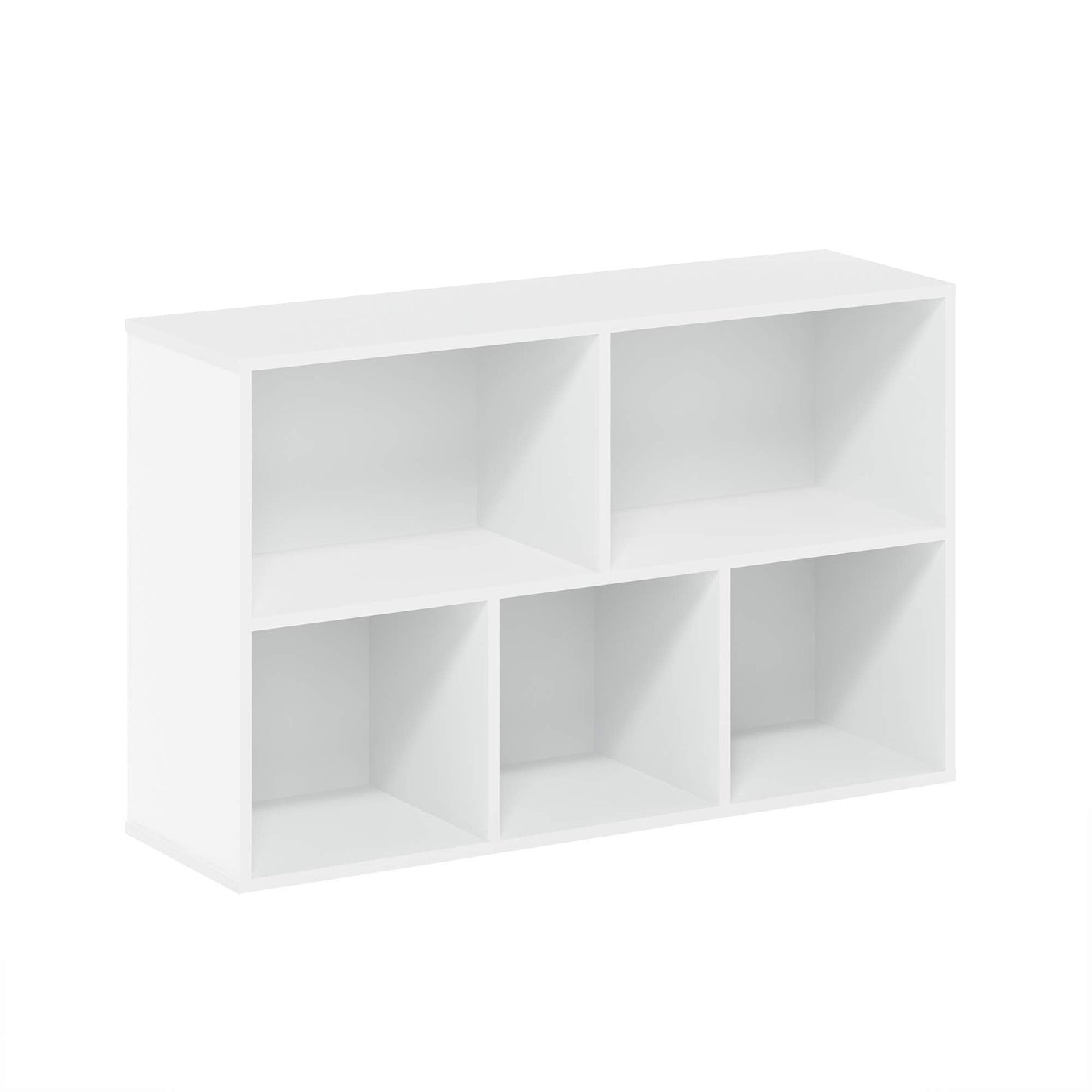 Furinno LUDER Book Shelf, 5-Cube Bookshelf, Reversible Bookcase, 9.4 x 19.5 x 31.5, Easy Assembly, for Living Room, Bedroom, Home Office, White