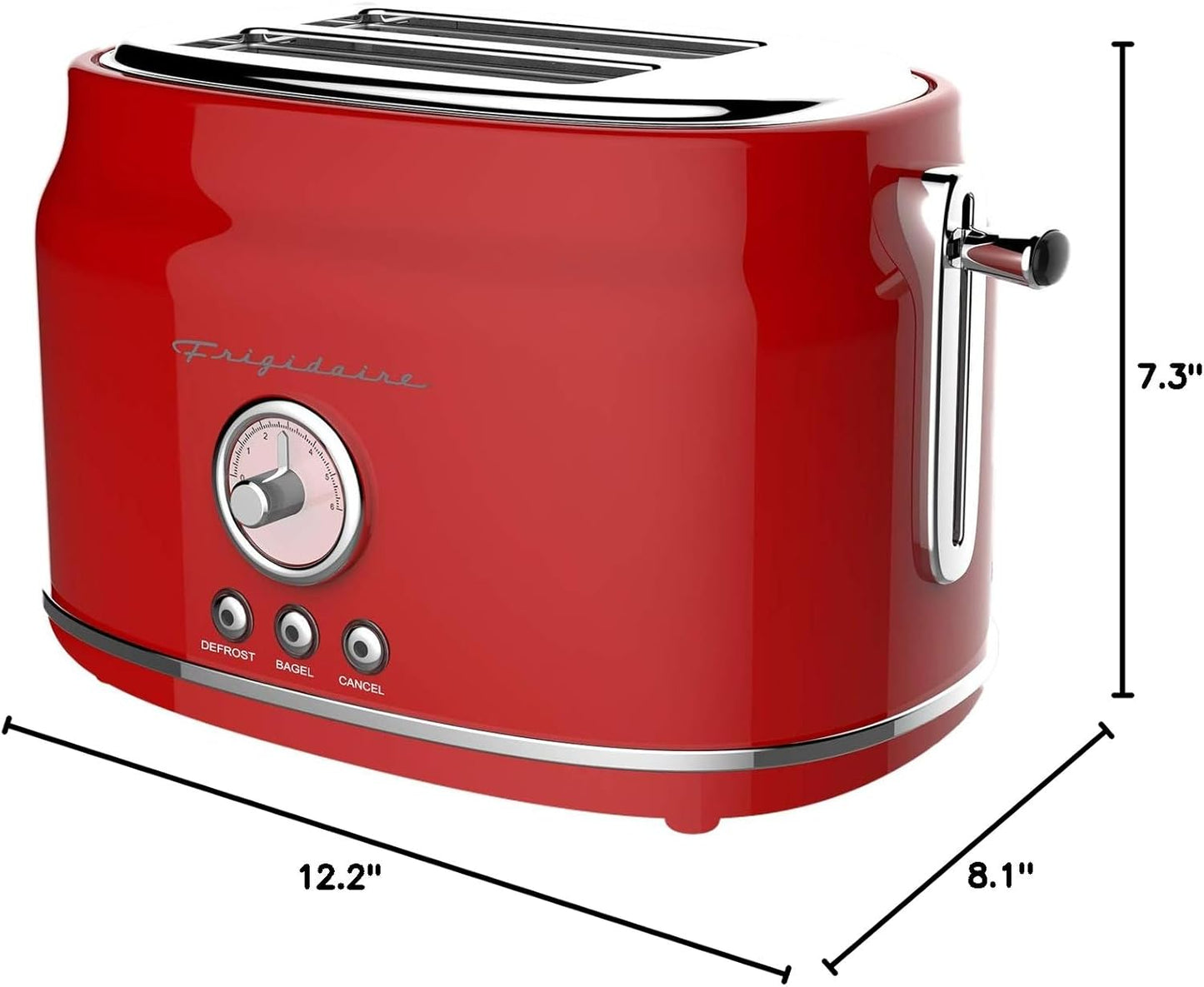 CULINARY CHEF CCTO102-RED, 2 Slice Retro Toaster with Wide Slot and 5 Adjustable Toast Settings, Red