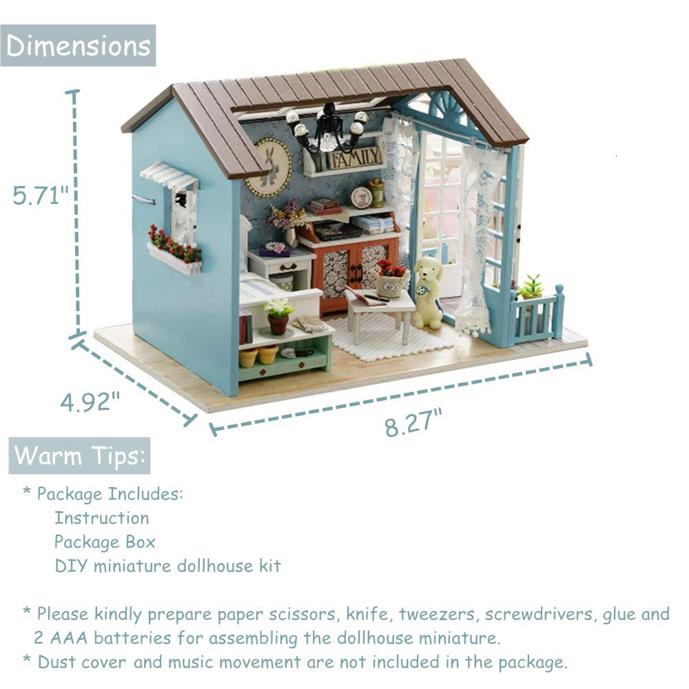 TuKIIE DIY Miniature Dollhouse Kit, 1:24 Scale Wooden Mini Doll House Accessories with Furniture for Kids Teens Adults(Forest Times)