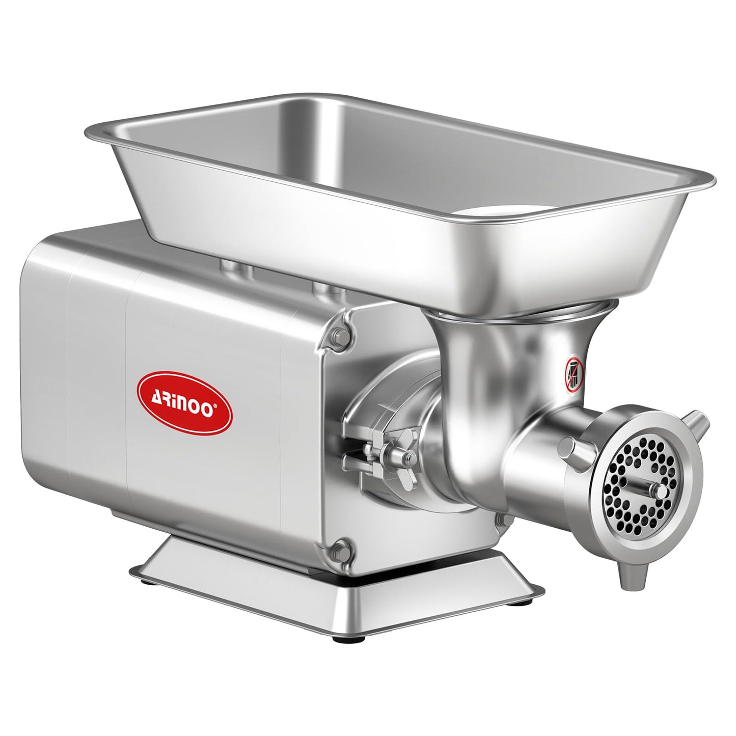 ARINOO Electric Meat Grinder, Grinds Chicken Bones, 1.5 HP Heavy Duty Stainless Steel Commercial #12 Meat Mincer Machine with 2 Plates, 2 Blades and 3 Sausage Tubes for Home Use, 7 Lbs/Min