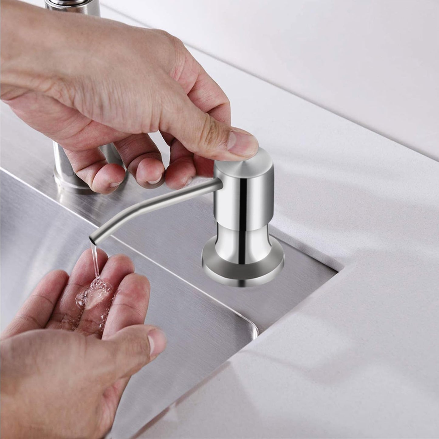 Sink Soap Dispenser, Kichen Sink Soap Dispenser, 47" Extension Tube kit, Under Sink Soap Dispenser Pump, No Need More Refills (Brushed Nickel, 2 Pack)