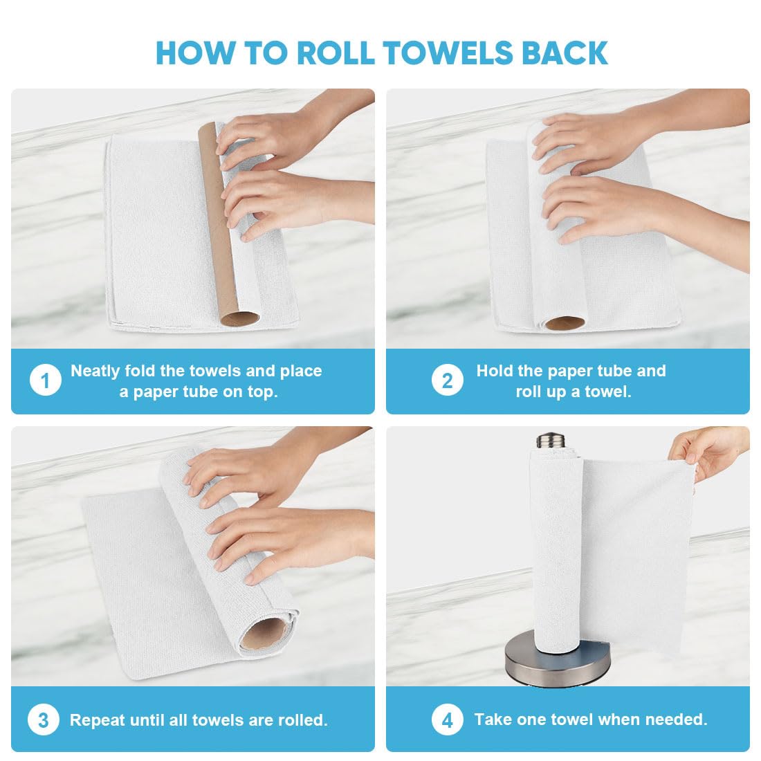 AIDEA Microfiber Cleaning Cloth Roll 165 Sheets(3 Roll), Tear Away Microfiber Towels, Reusable Paper Towels, Washable Shop Rags, Scratch Free, Absorbent Dish Rags for Car, Home, Shop, 11" x 9"