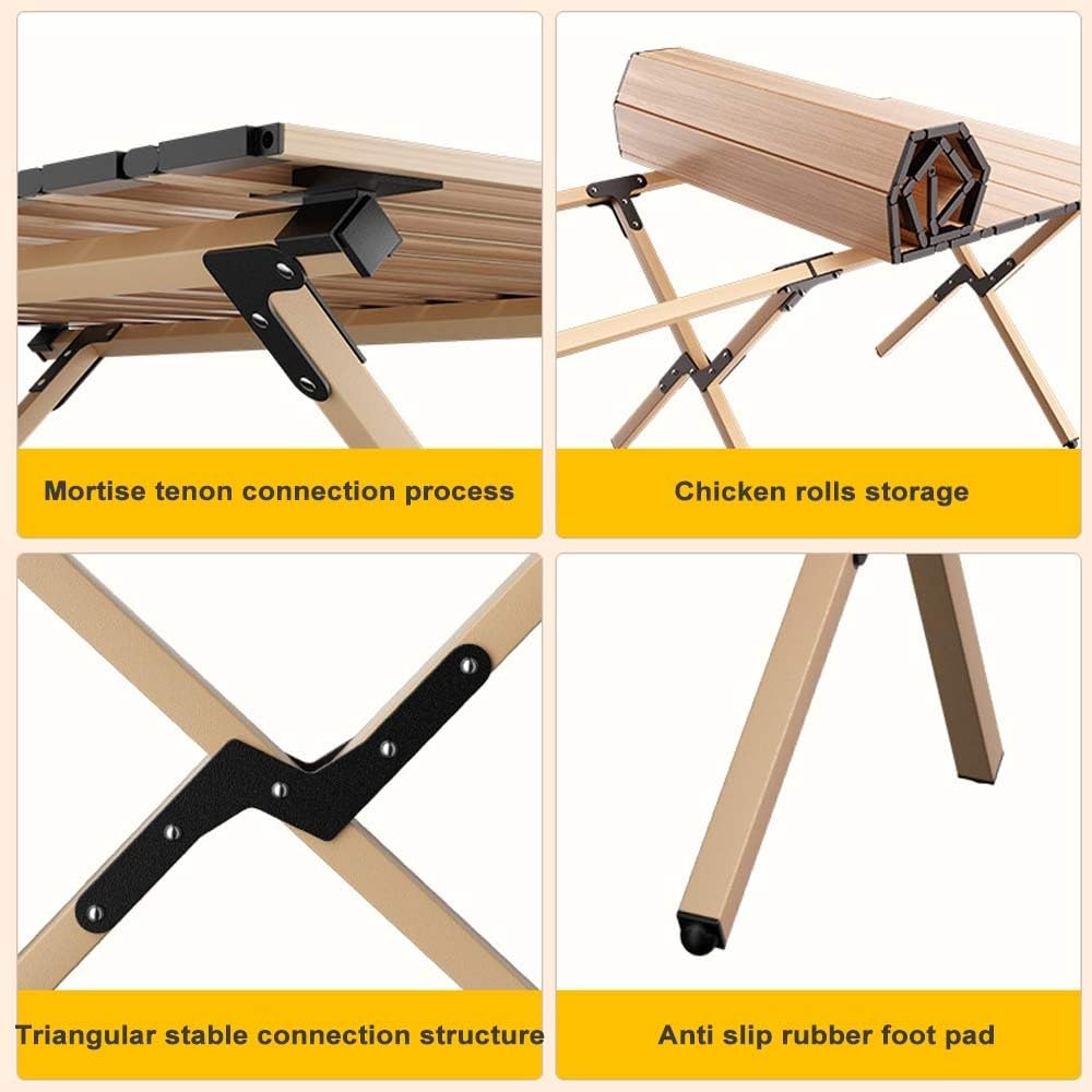 LLLKSX 47" Portable Folding Aluminum Camping Table - Lightweight, Roll-Up, Perfect for BBQs, Parties, and Outdoor Gatherings(B)