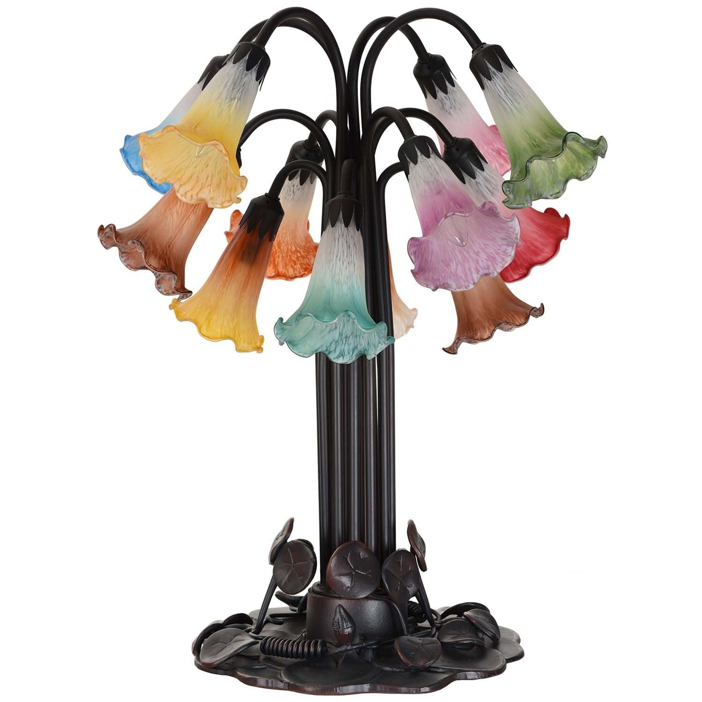 Bieye LS04S Lily Flower Blown Glass Lampshade (White Blue, Opening I.D. 0.87" x O.D. 1")