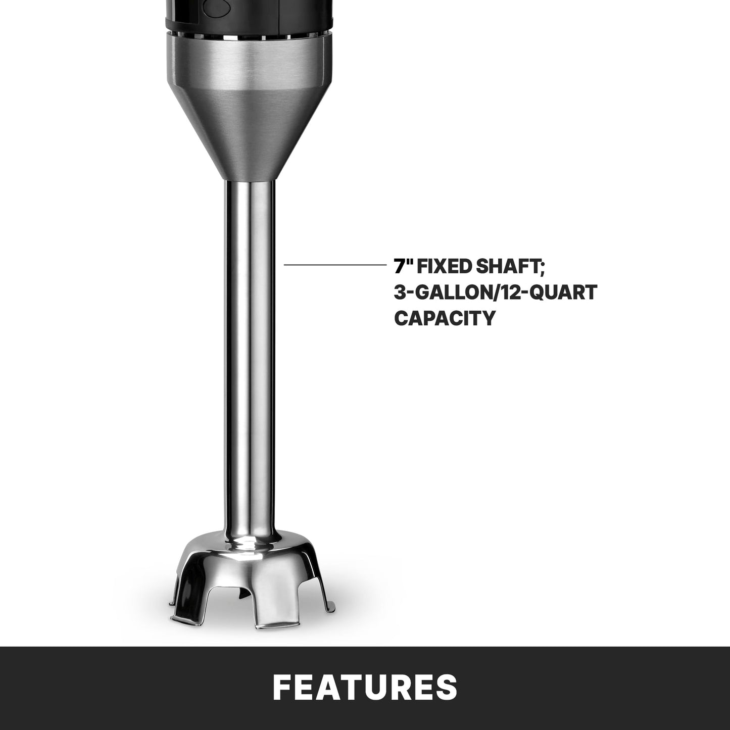 Waring Commercial Quik Stix Light Duty Stick Immersion Hand Held Blender, 7" Fixed Sealed Shaft, Steel Blade, 2 Speed, Professional Restaurant Foodservice Grade, 3 Gallon, 120V 100W, WSB35, Black