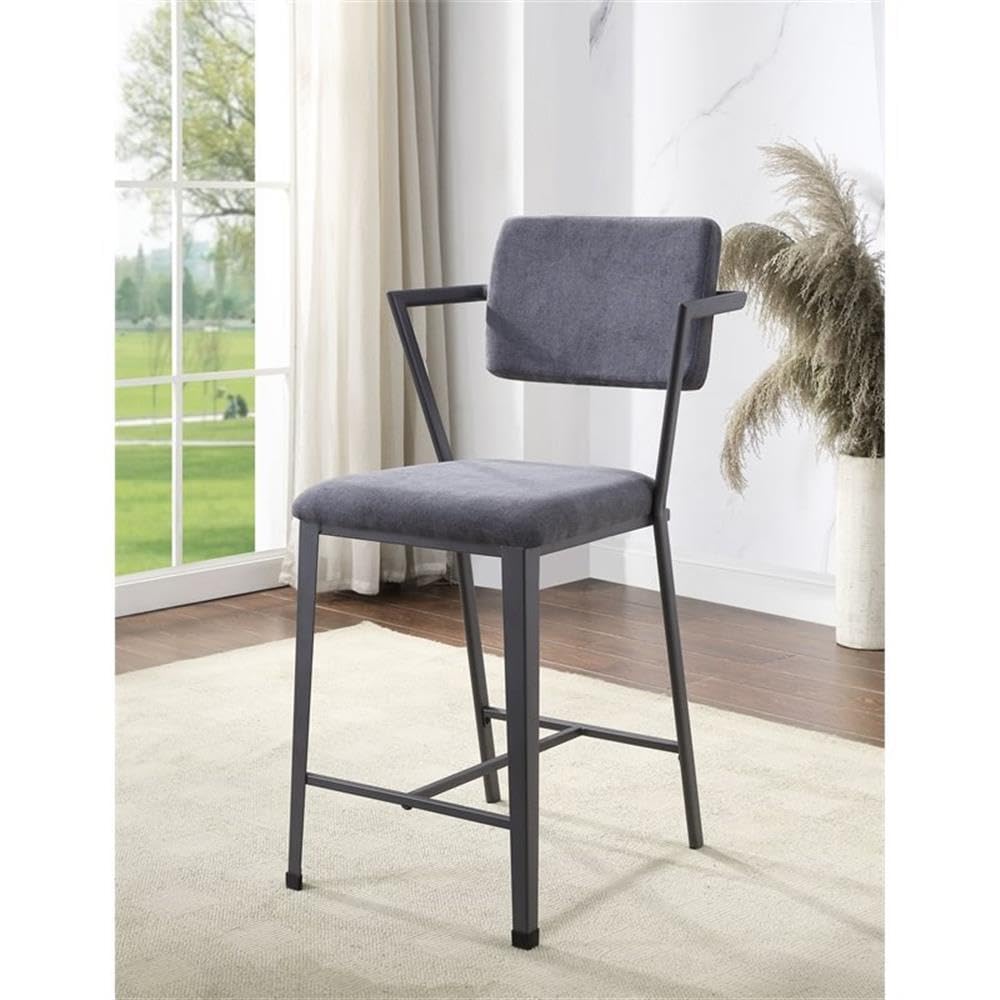 Acme Cargo Counter Height Chair (Set of 2) in Fabric & Gunmetal