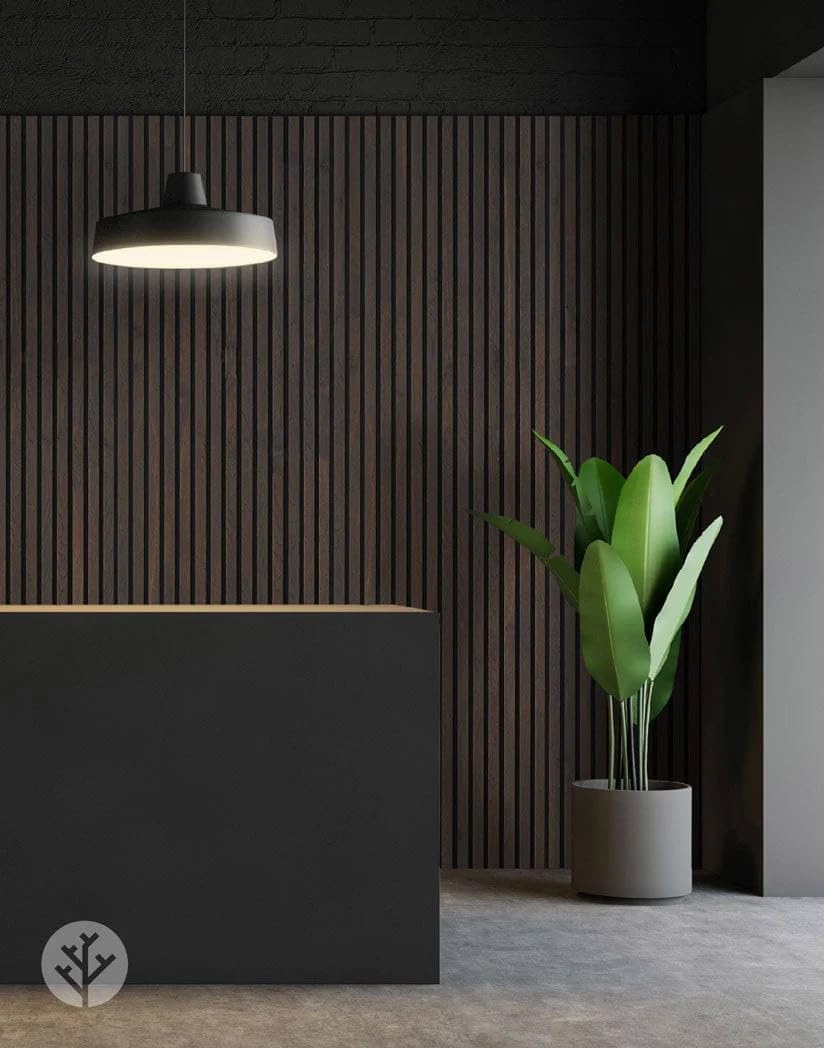 WVH Luxury American Smoked Oak Acoustic Slat Wood Wall Panels, Measures 118.11" x 25.20", Premium Oiled Finish, Interior Decor for Walls & Ceilings, Noise Cancelling & Sound Absorbing for Home, 2pcs