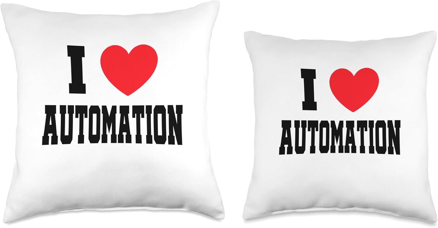 My Heart I Love Automation Throw Pillow, 18x18, Multicolor
