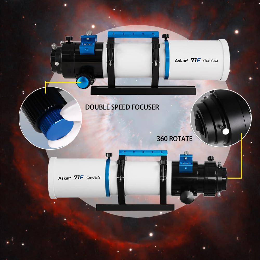 Askar 71F Flat-Field Telescope, 71mm Aperture F6.9 ED Glass Refractor OTA, Quadruplet air-Spaced APO, 230mm Vixen Dovetail Plate for Deep Sky Astrophotography and Visual Astronomy