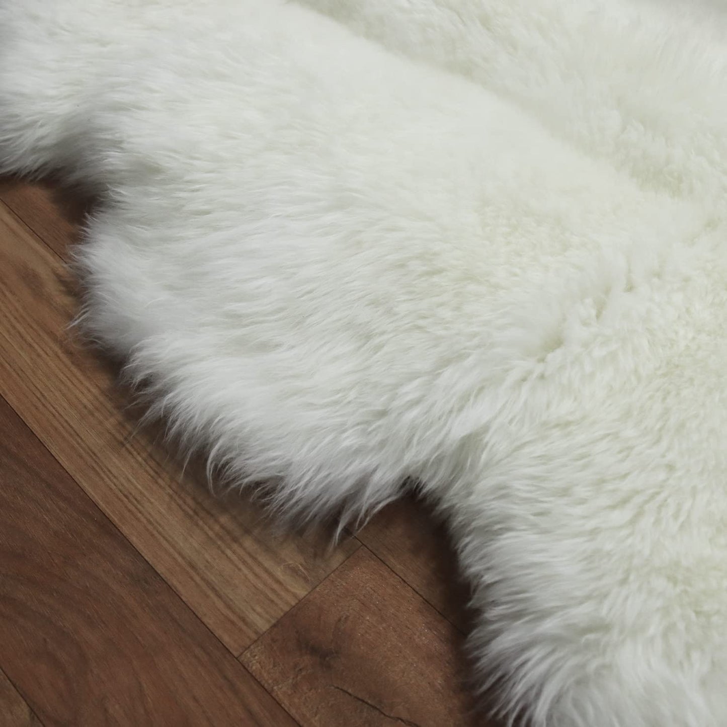 Champlus Genuine Australian Merino Sheepskin Rug, 4x6.6 ft Sheep Skin Rug, Lambskin Area Rug, 4-Pelt, White