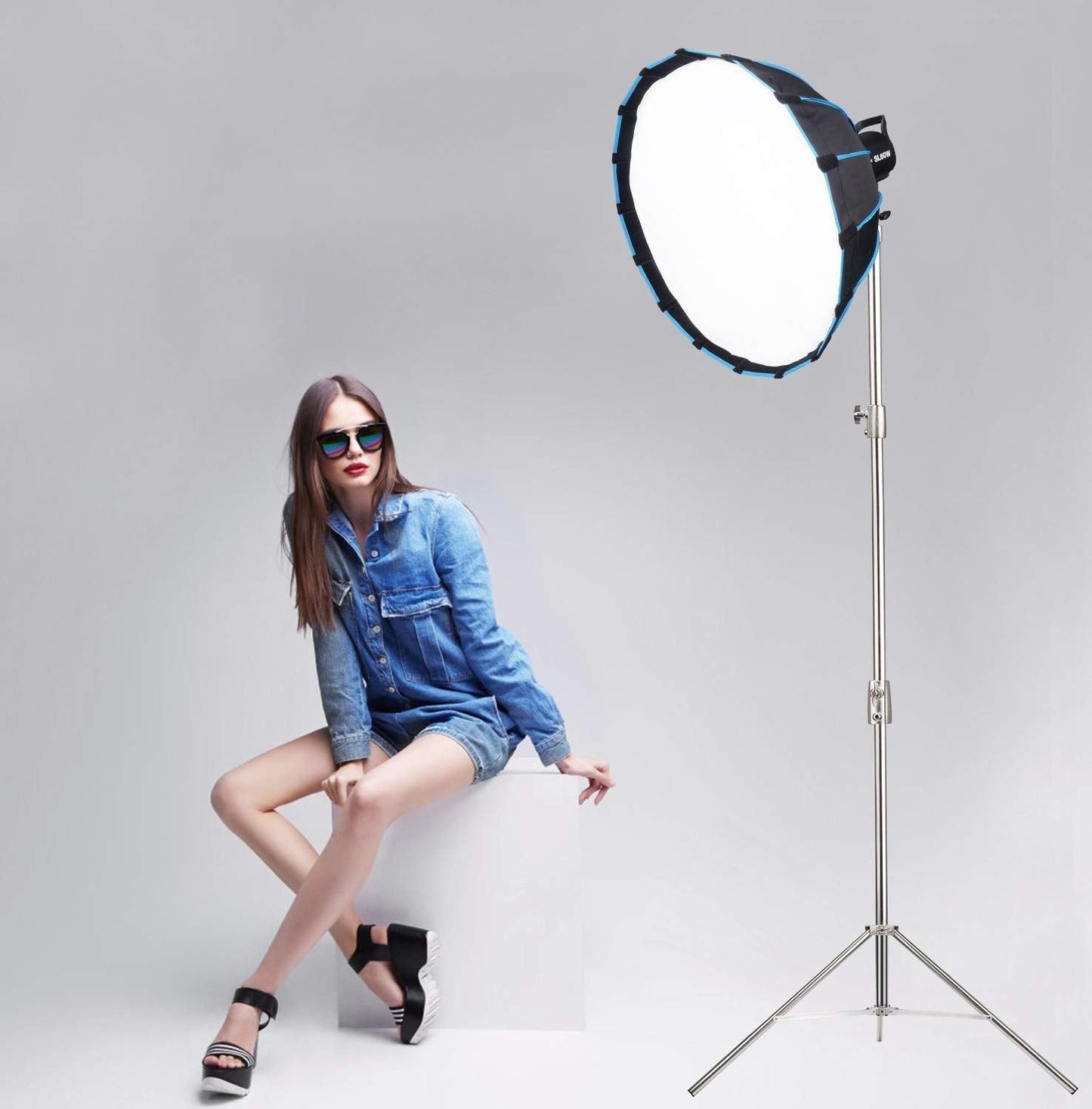 Godox SL-60W Kit with Softbox and 2.8M Stainless Steel Light Stand LED Video Light 5600K Studio Continuous Lamp Bowens Mount Wirelessly Adjust Photo Lights for YouTube, Wedding, Outdoor Shooting