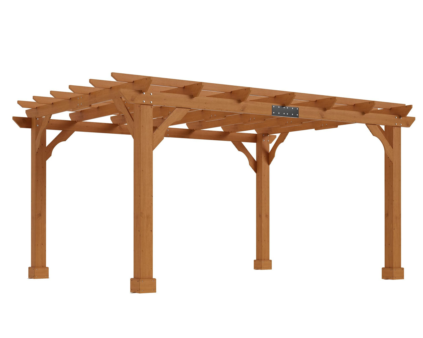 Jocisland 10x12 FT Premium Cedar Wood Pergola with Trellis Roof & Weather-Resistant Support, Outdoor Pergola Kit with Stakes, Garden Gazebo for Patio, Backyard & Events, Reddish-Brown