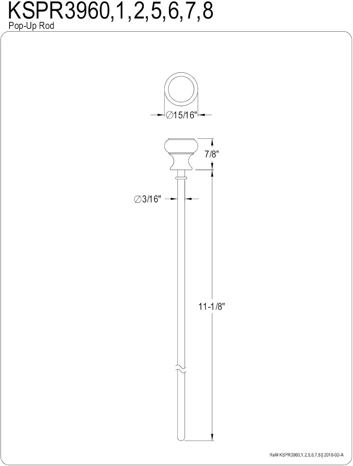 Kingston Brass KSPR3962 Pop-Up Rod for KS3962, 11-11/16-Inch, Polished Brass
