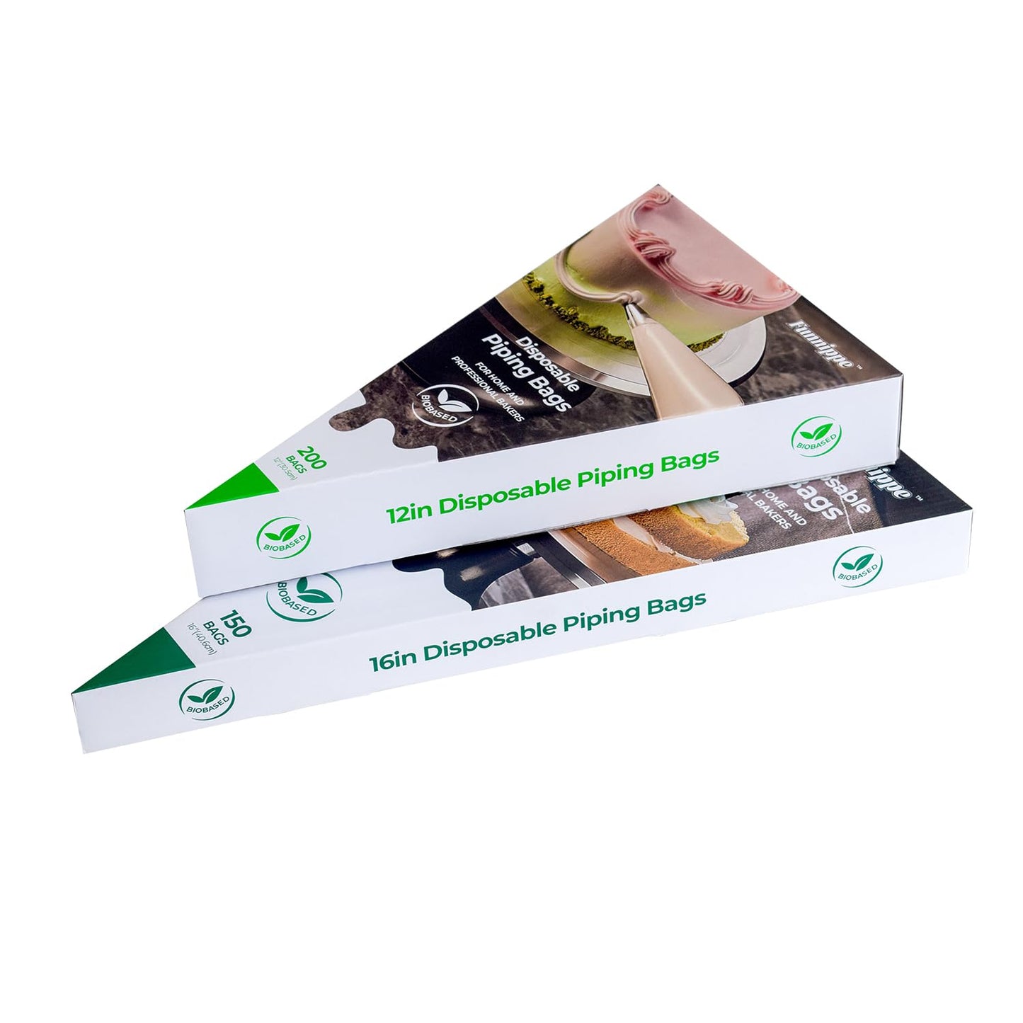 Funnippe Biobased Disposable Piping Bags 16 Inch, Eco-Friendly Cake Decorating Pastry Bags, Anti-Burst, Pack of 150
